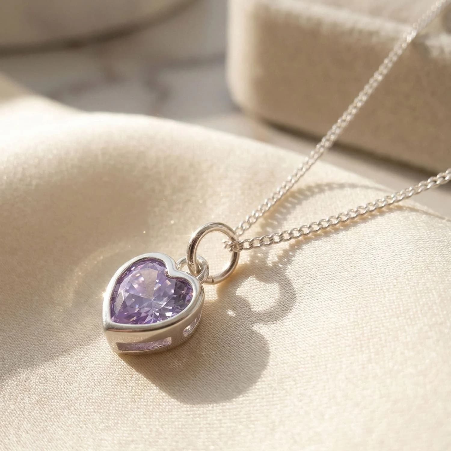 Mini Heart Alexandrite June Birthstone Necklace – image 1