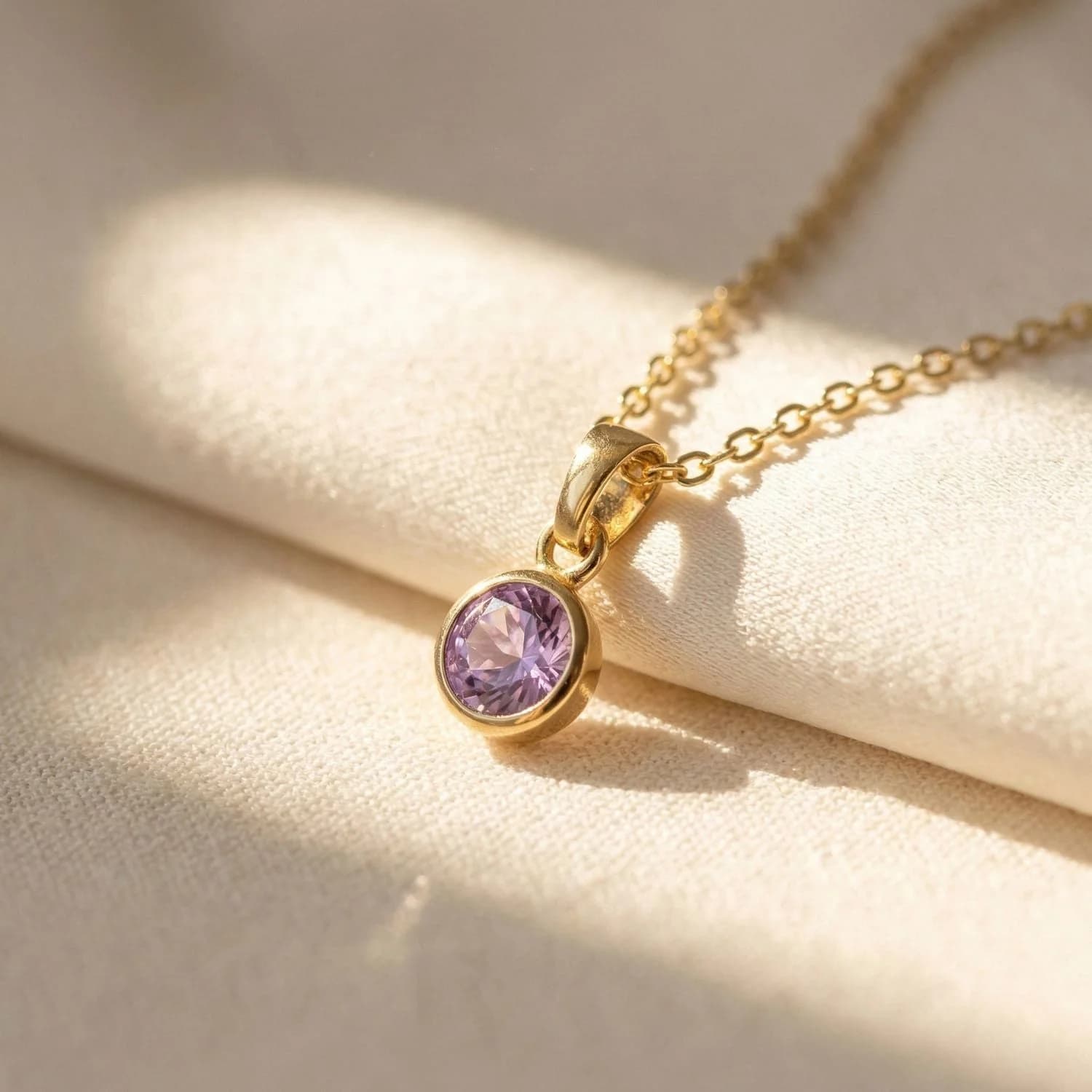 Mini Round Alexandrite June Birthstone Pendant Necklace – image 1