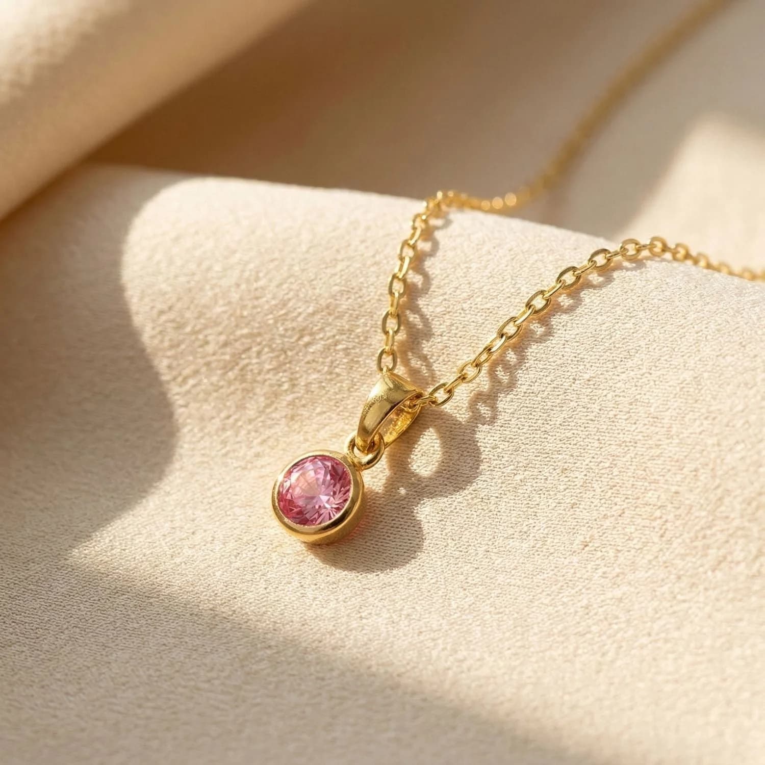 Mini Round Ruby July Birthstone Pendant Necklace