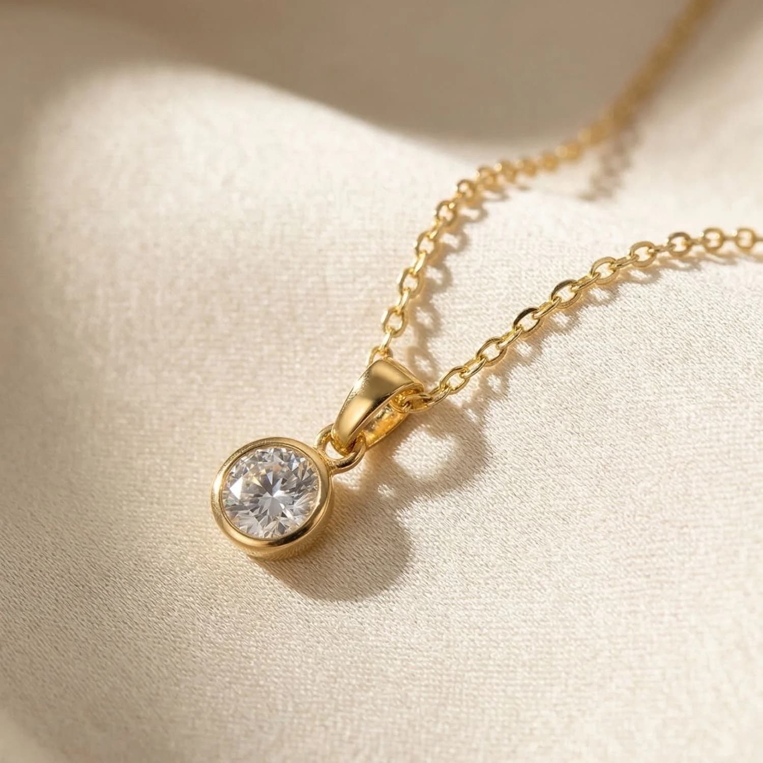 Mini Round White Topaz April Birthstone Pendant Necklace – image 1