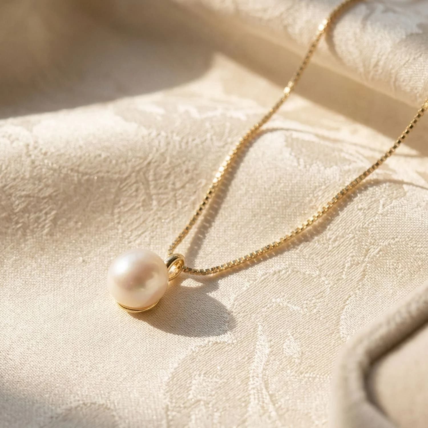 Dainty Natural Pearl Gold Plated Necklace – image 1