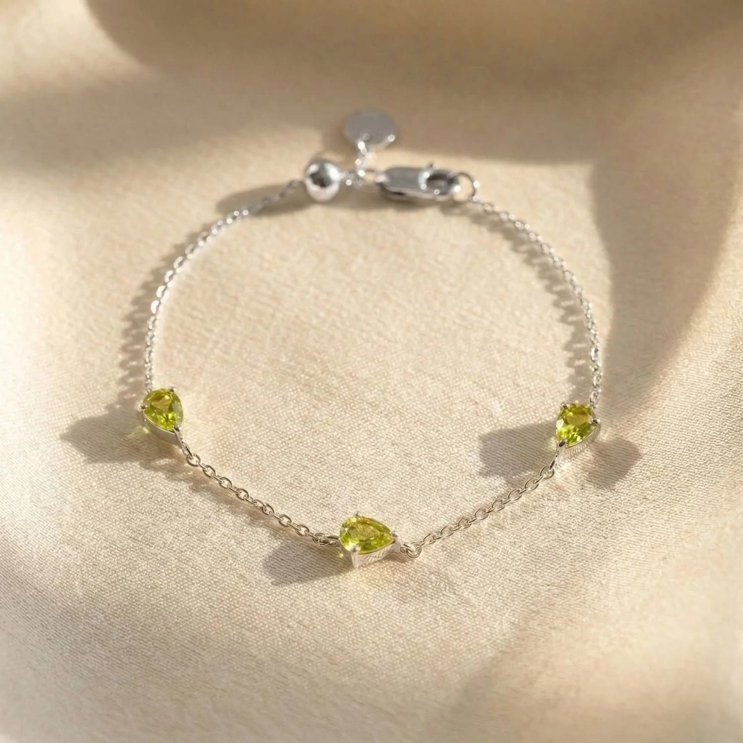 Peridot August Birthstone Sterling Silver Bracelet – image 1