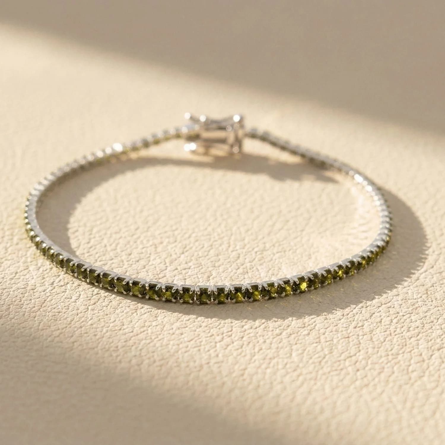Peridot August Birthstone Sterling Silver Tennis Bracelet