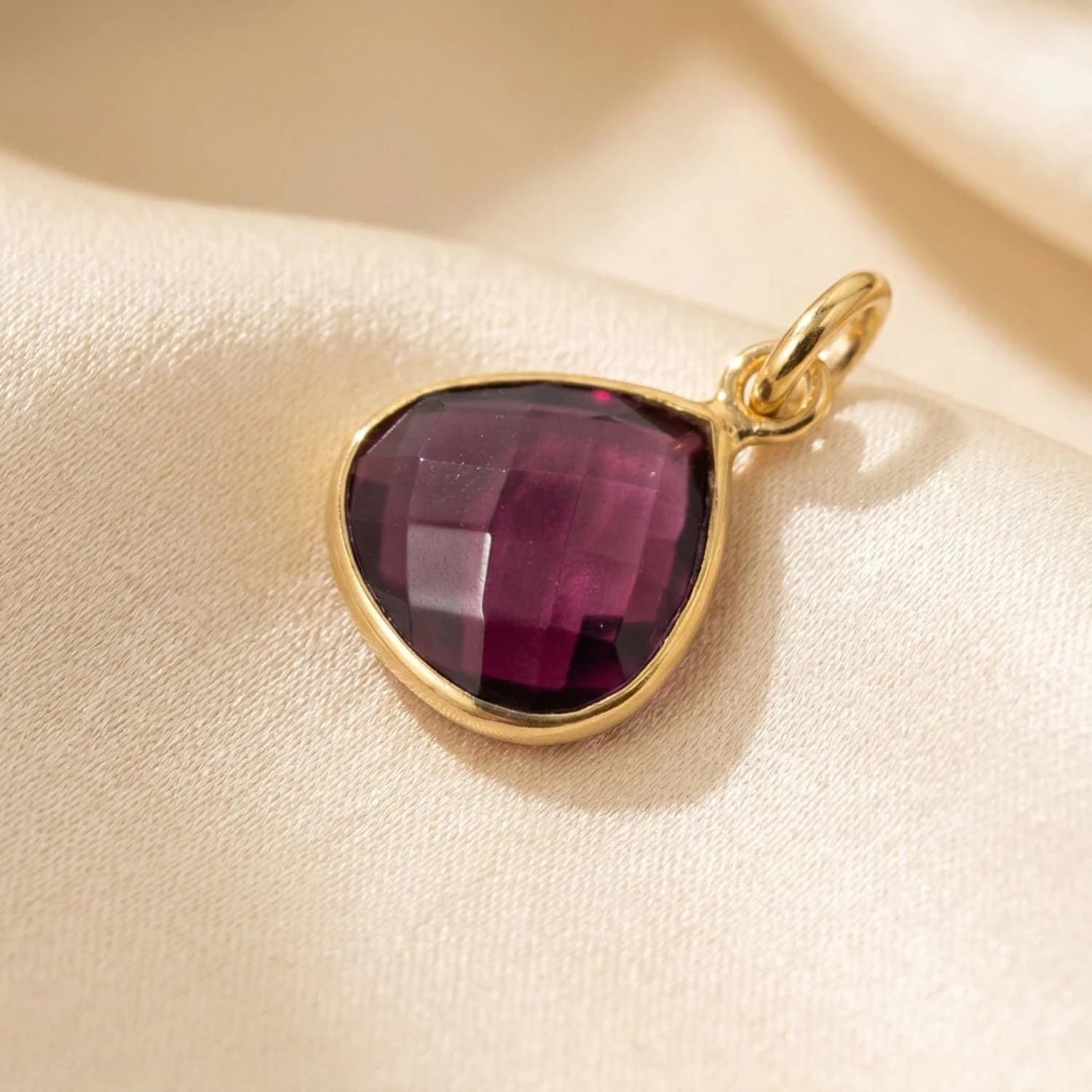 Pink Tourmaline October Birthstone Gold Plated Pendant – image 1