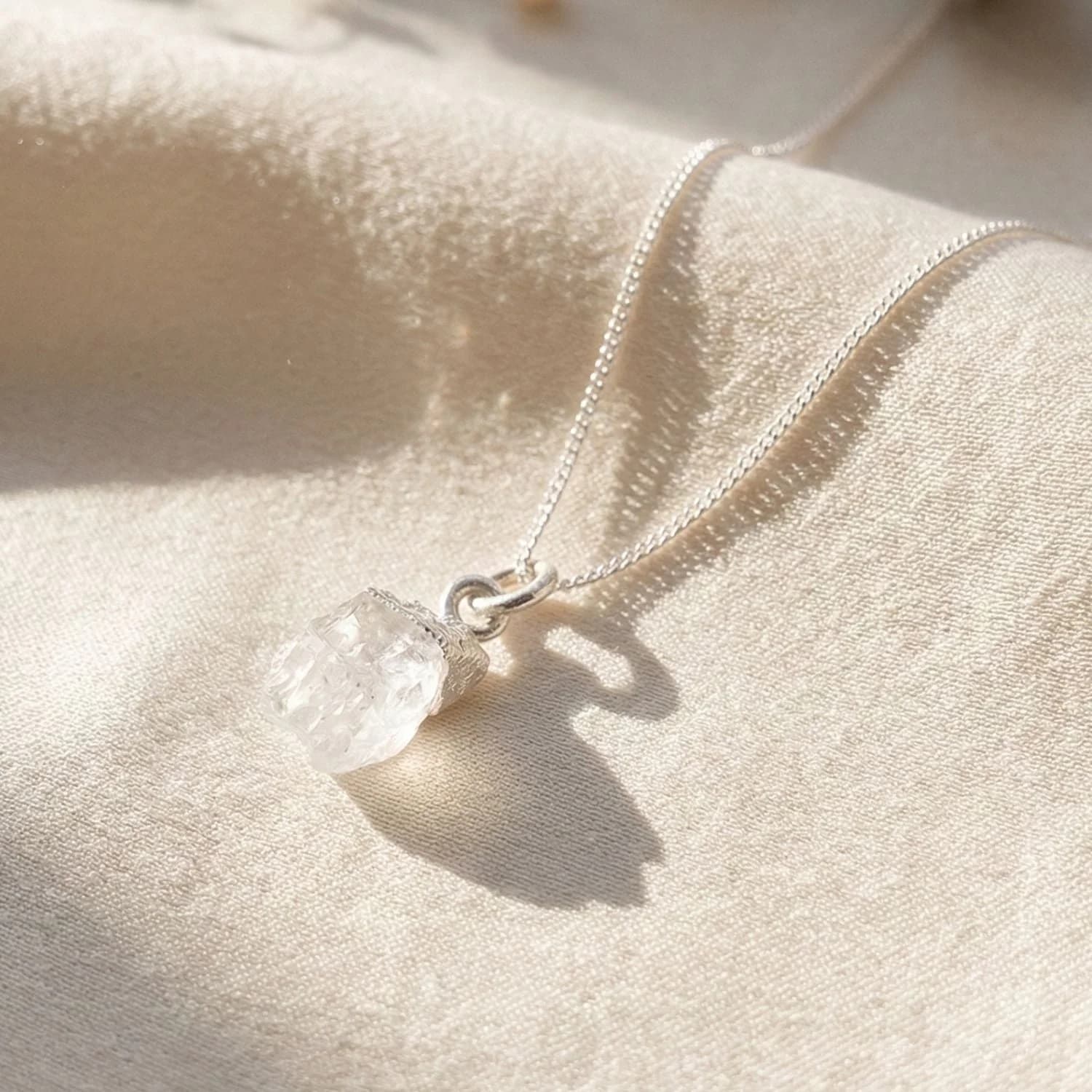 Raw Moonstone Sterling Silver June Birthstone Necklace – image 1