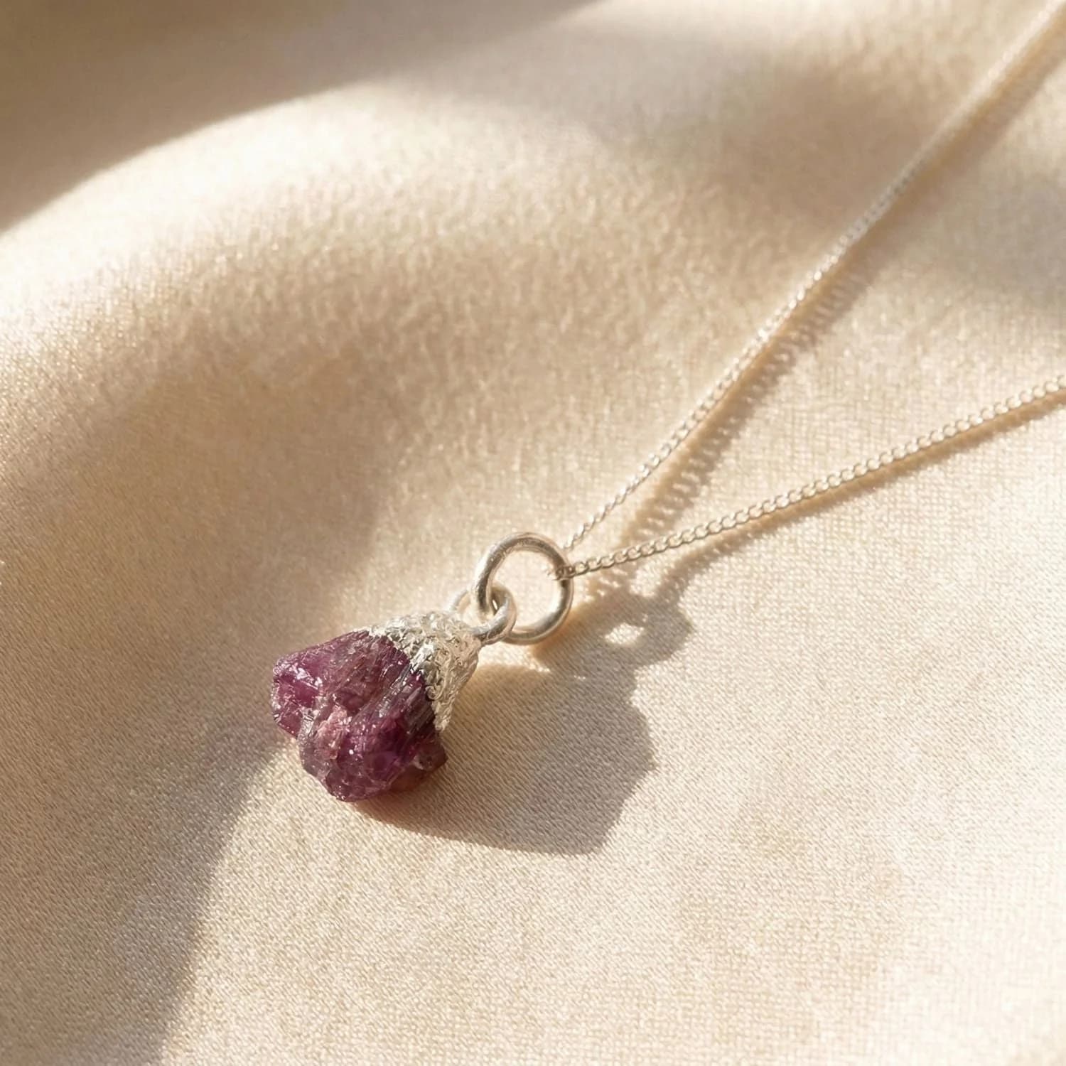 Raw Ruby Sterling Silver July Birthstone Necklace – image 1
