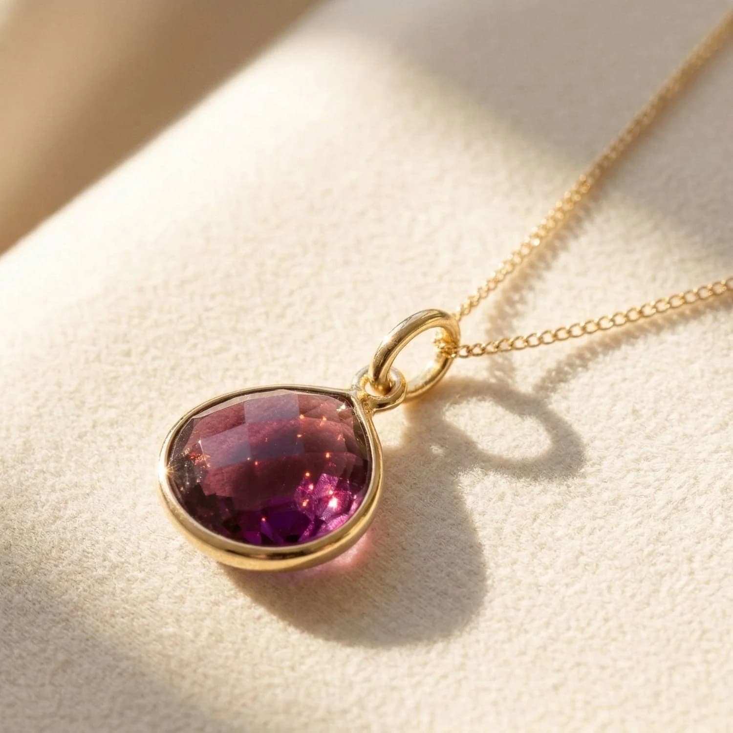 Ruby July Birthstone Gold Plated Pendant Necklace – image 1