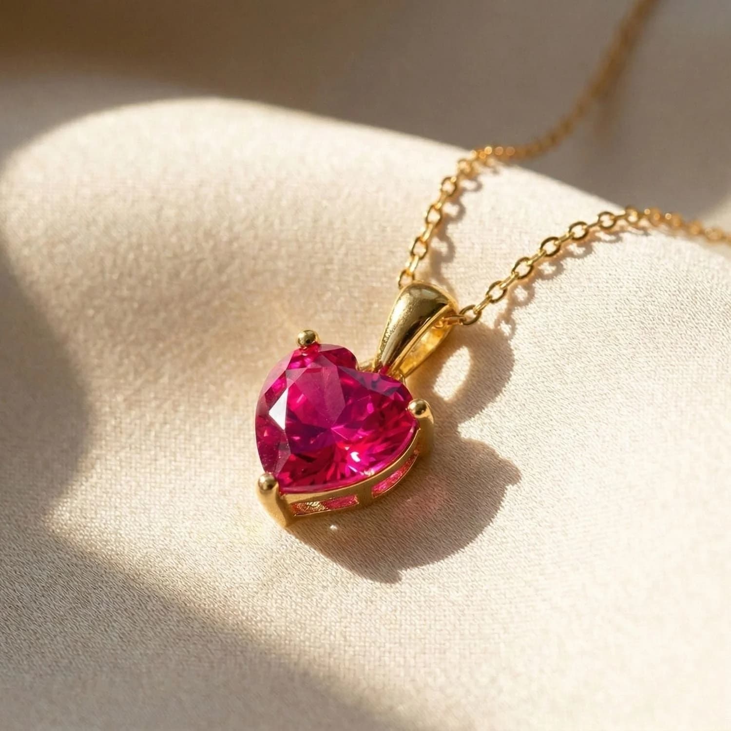 Ruby Heart Pendant Necklace – image 1