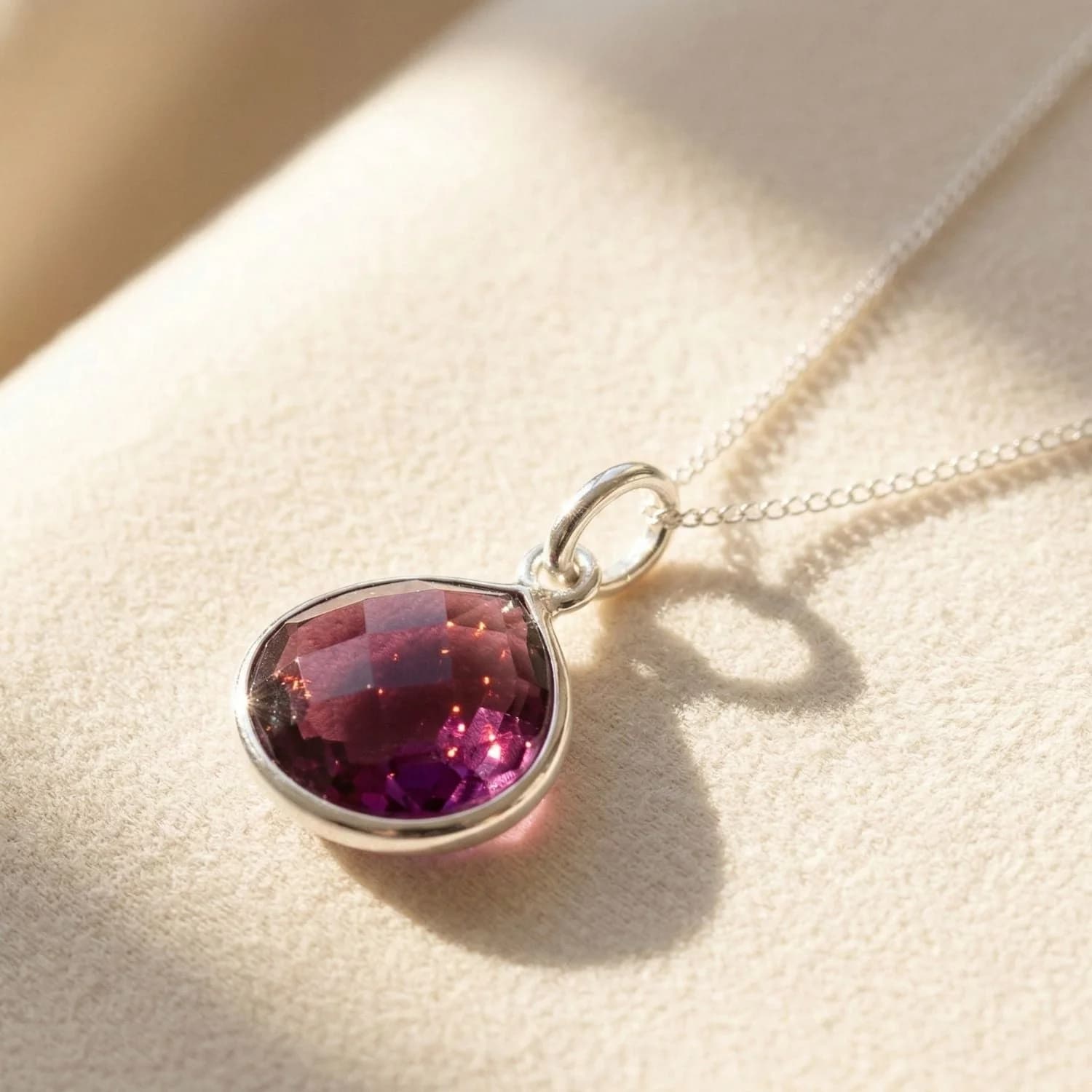 Ruby July Birthstone Sterling Silver Pendant Necklace – image 1