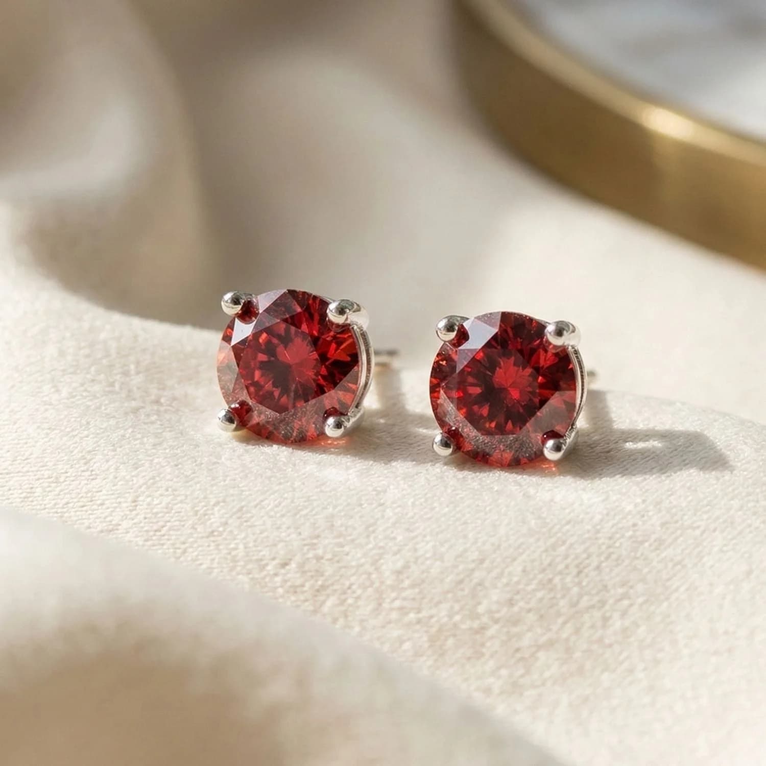 Ruby Moissanite Crystal Sterling Silver Earrings – image 1