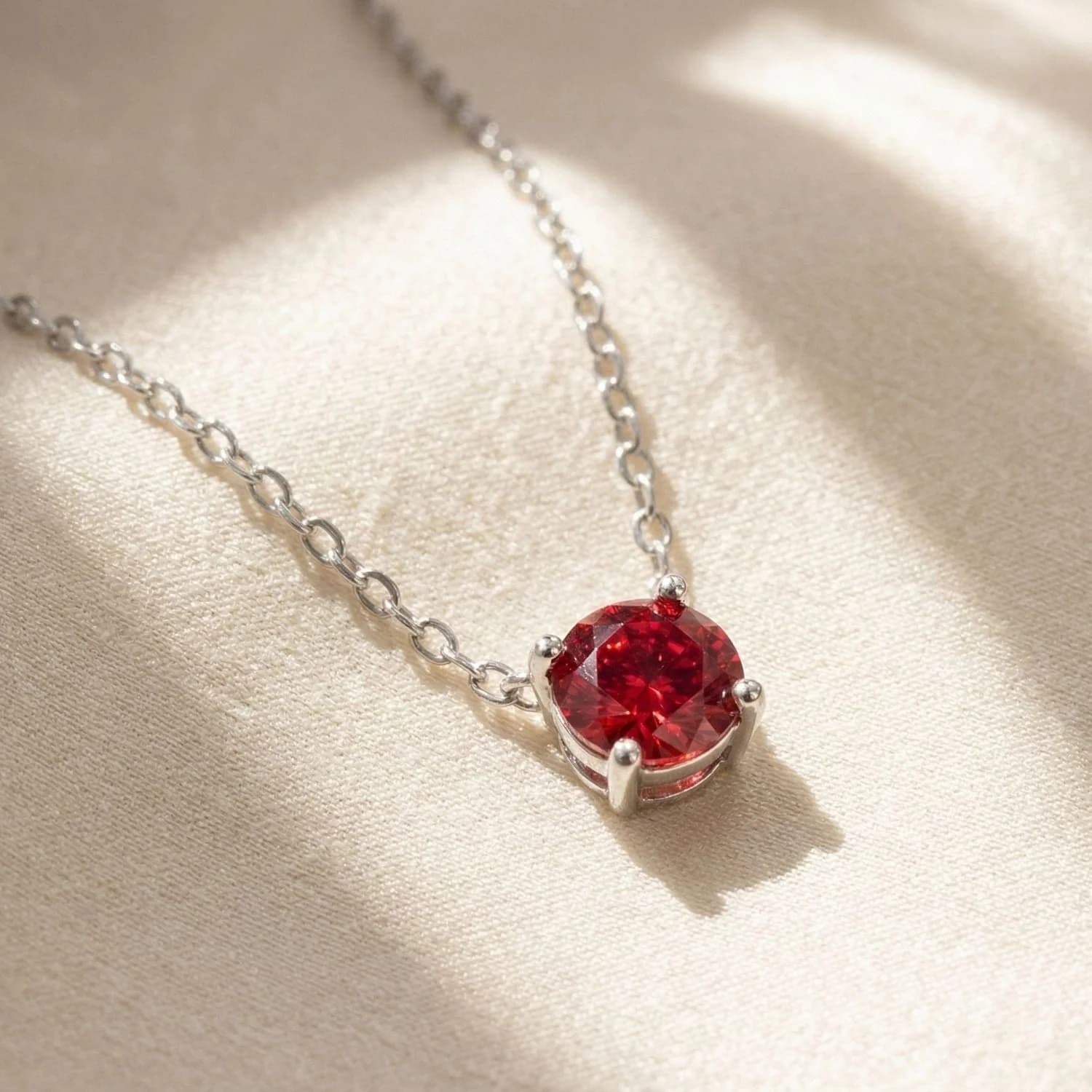 Ruby Moissanite Sterling Silver Necklace – image 1