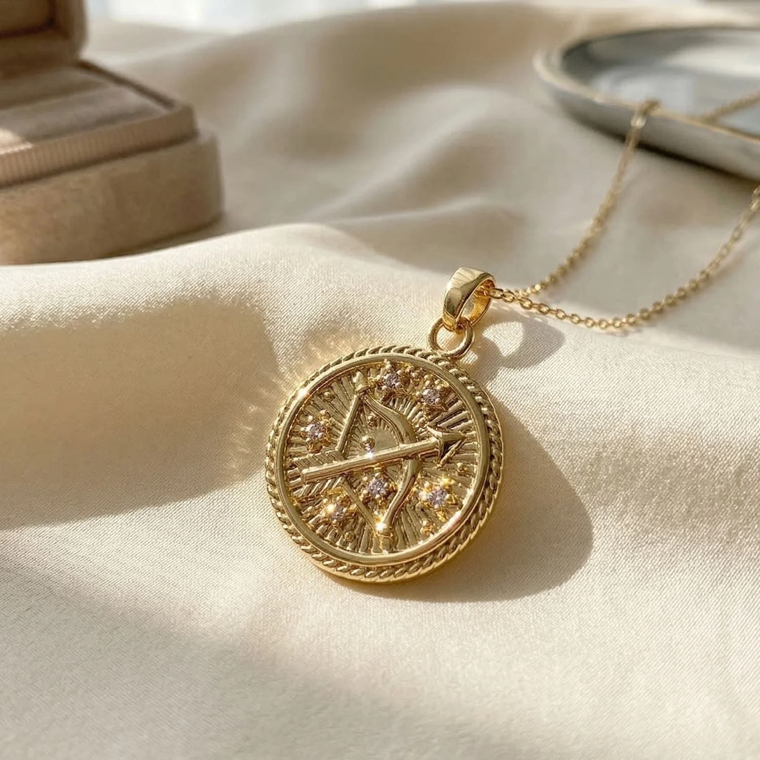 Sagittarius Gold Plated Zodiac Pendant Necklace – image 1
