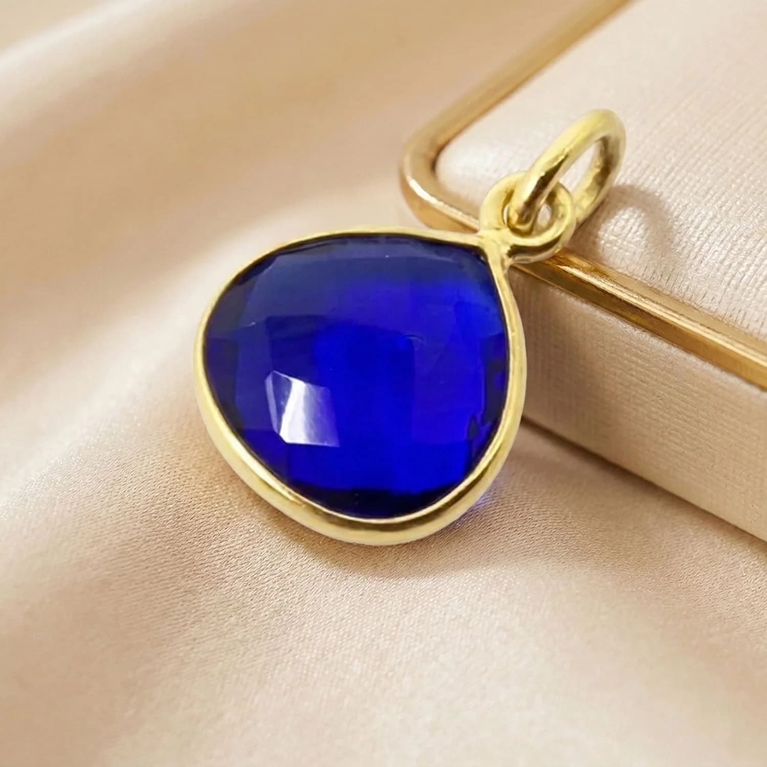 Sapphire September Birthstone Gold Plated Charm