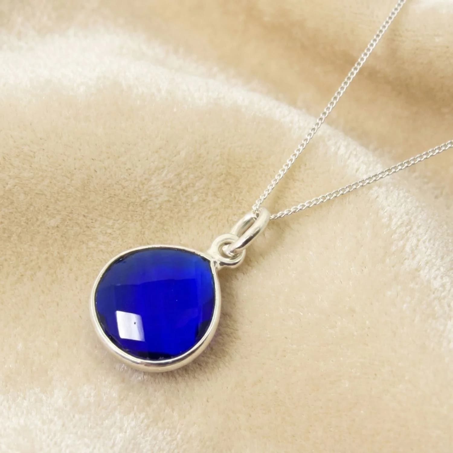 Sapphire September Birthstone Silver Necklace – image 1