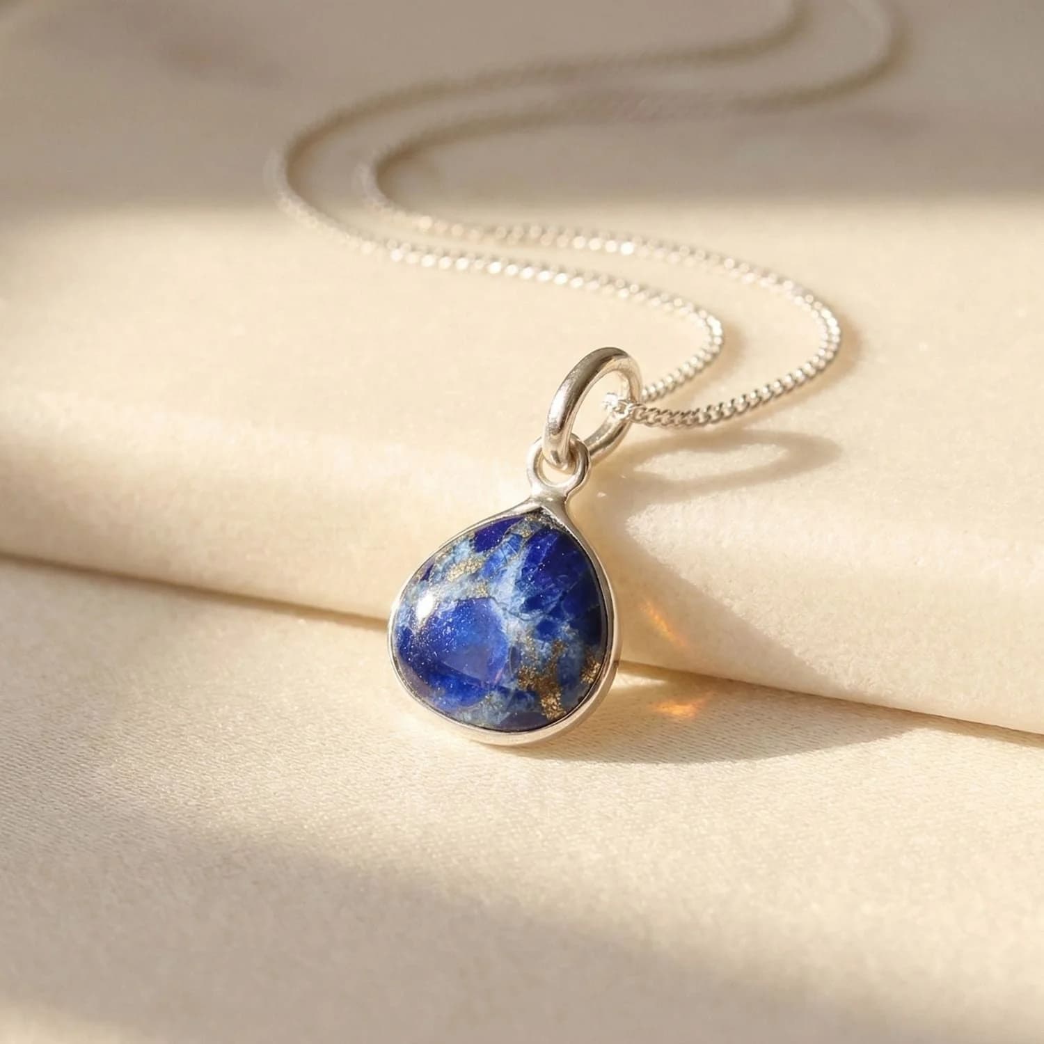 Sapphire September Birthstone Sterling Silver Necklace – image 1