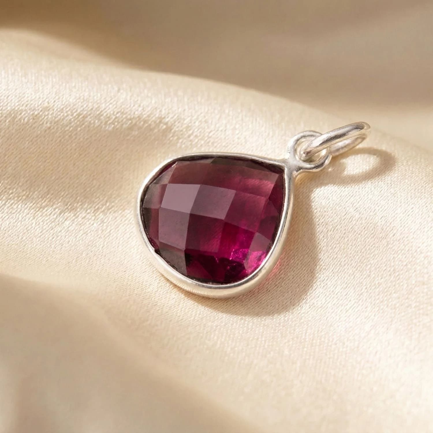 Shiny Pink Tourmaline Silver Heart Pendant – image 1