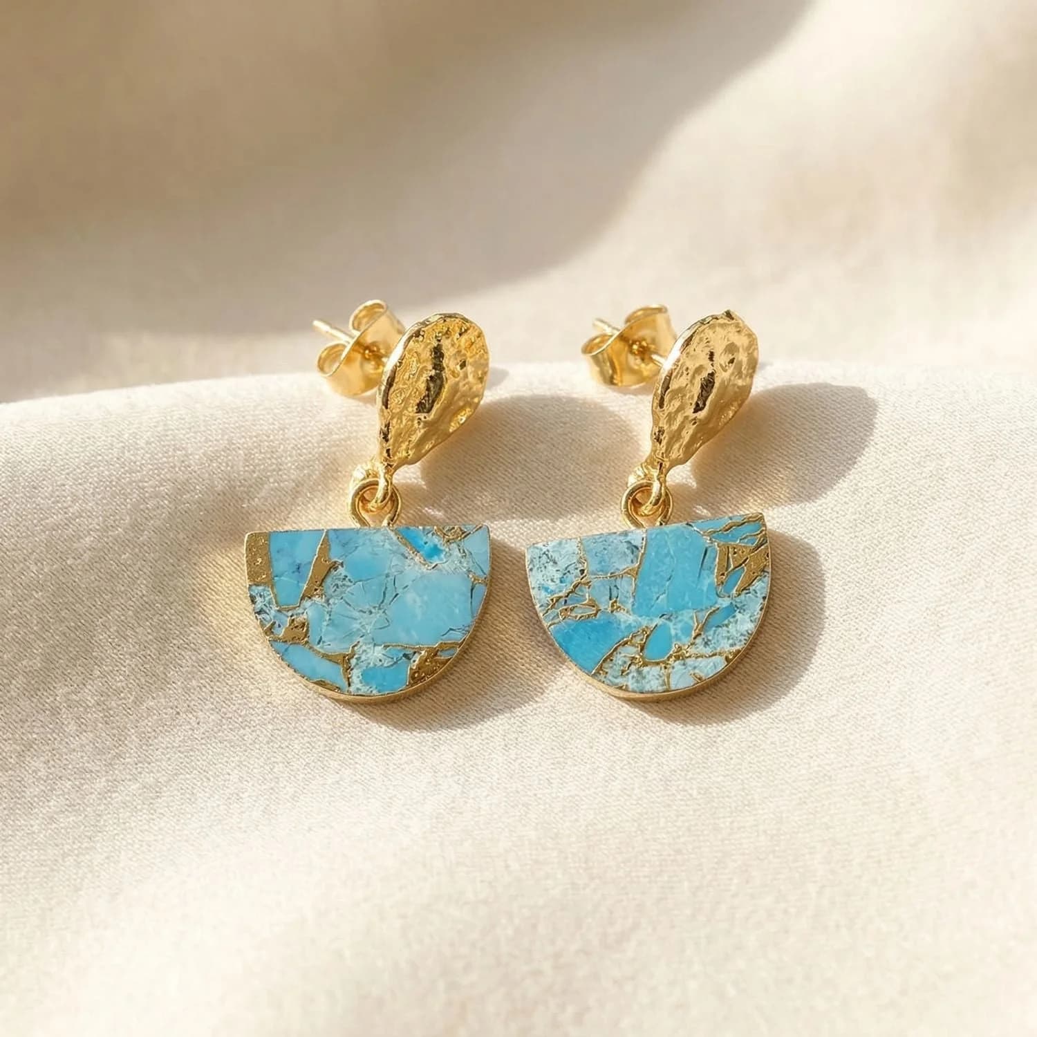 Blue Turquoise December Birthstone Earrings – image 1