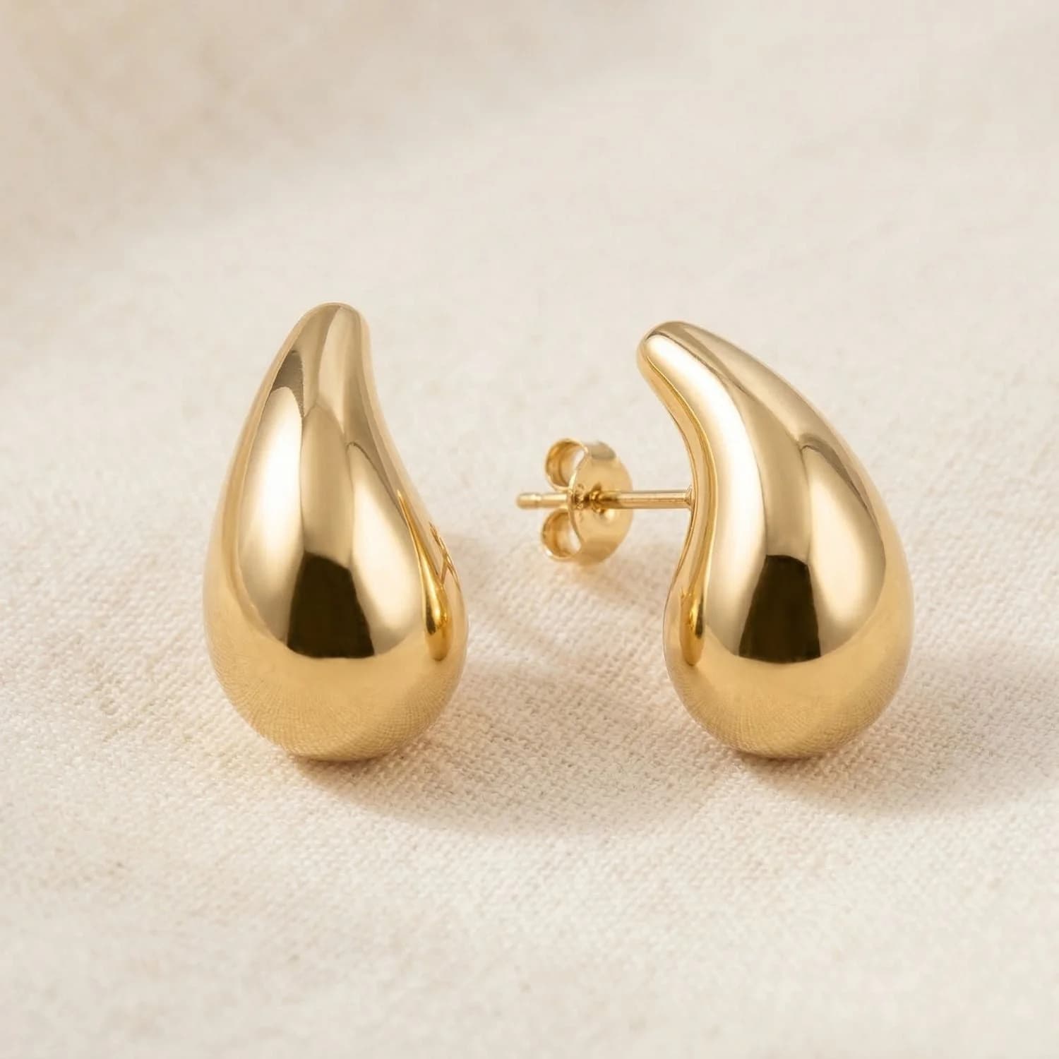 Statement Gold Plated Teardrop Style Stud Earrings