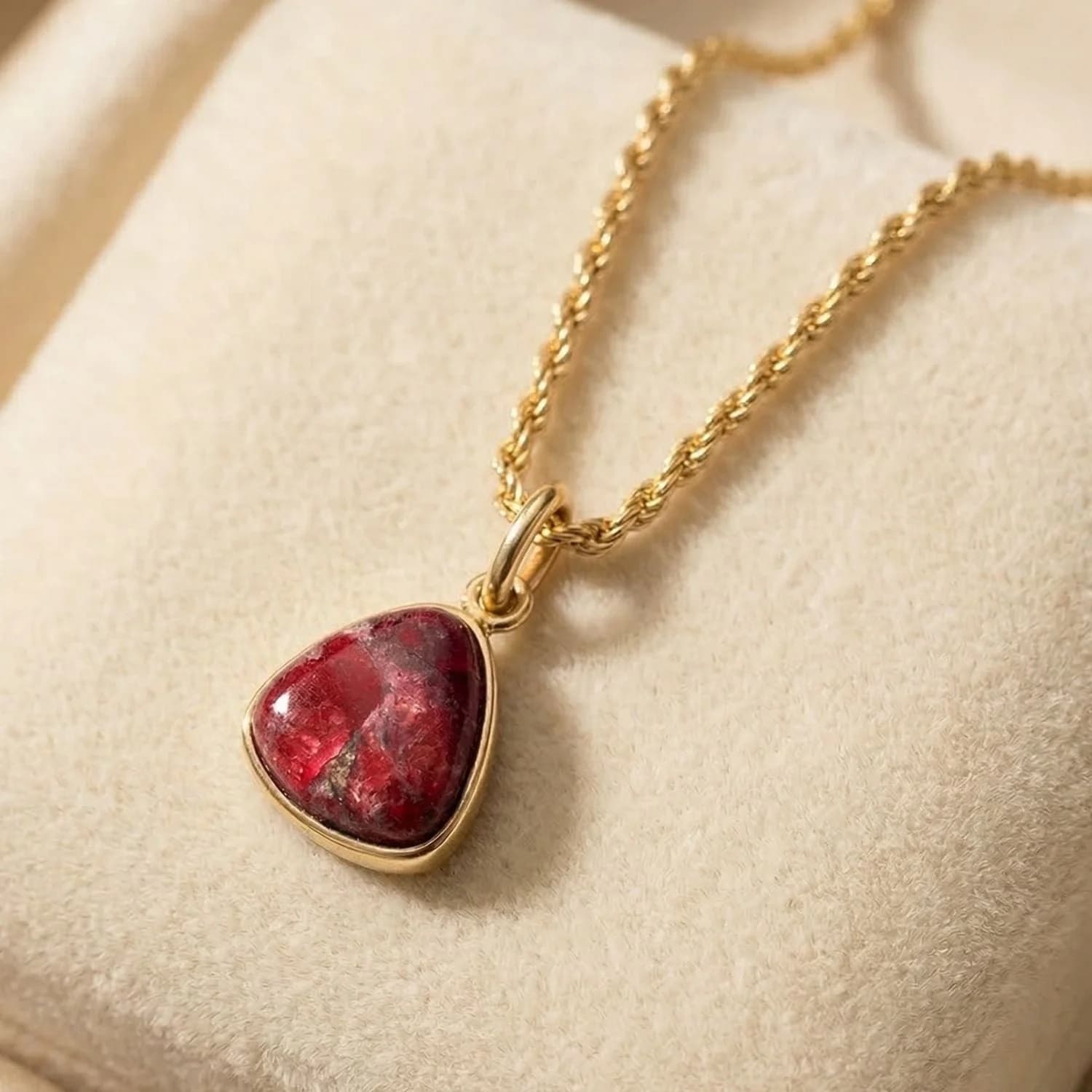 Gold Vermeil Garnet Birthstone Rope Necklace – image 1