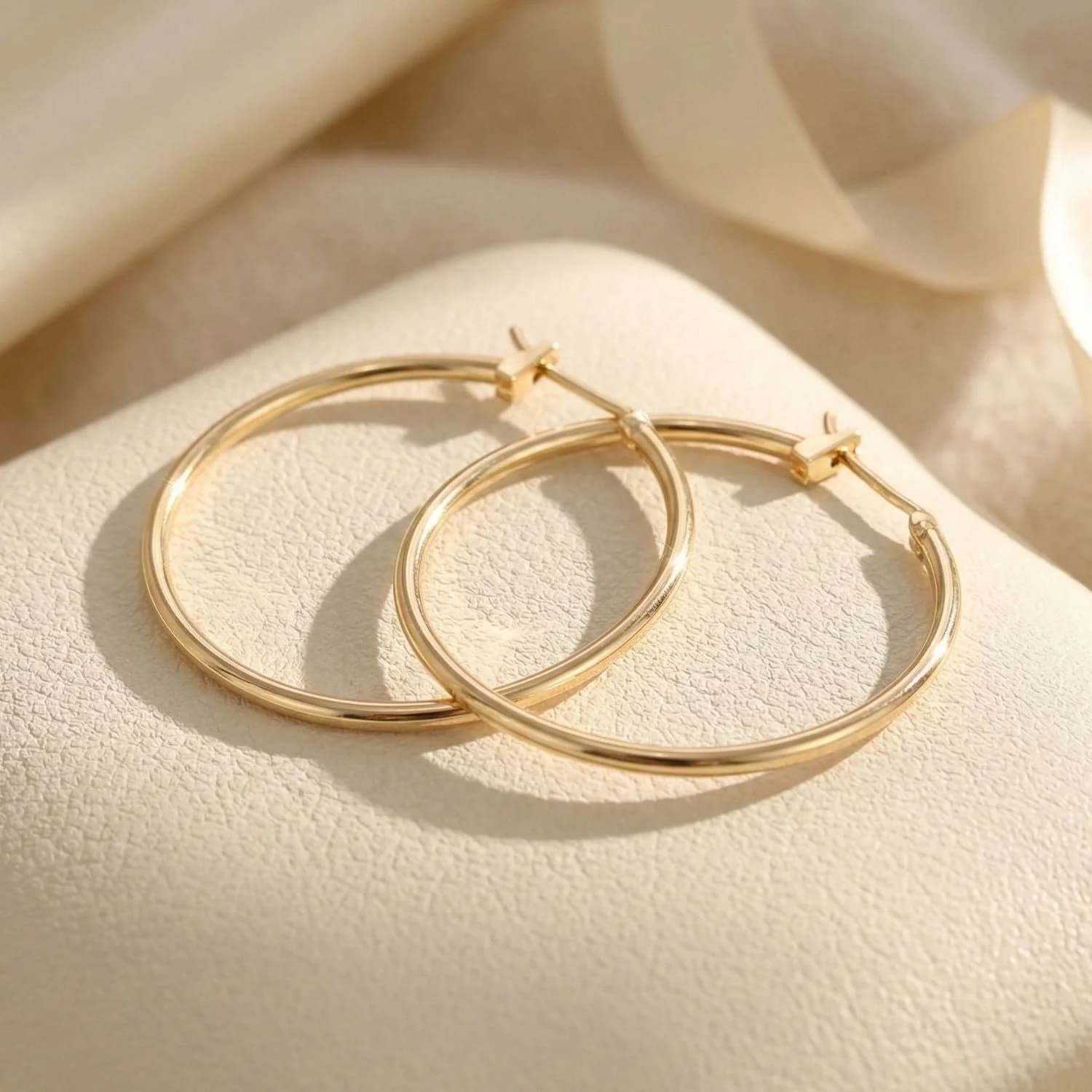 18ct Gold Filled Statement Plain Hoop Earrings