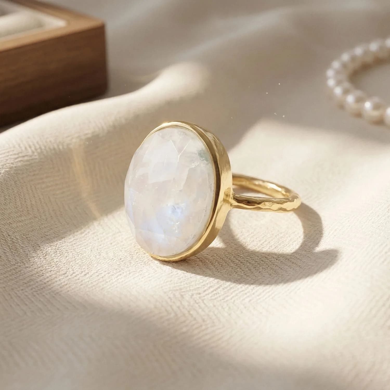 Statement Rainbow Moonstone June Birthstone Ring