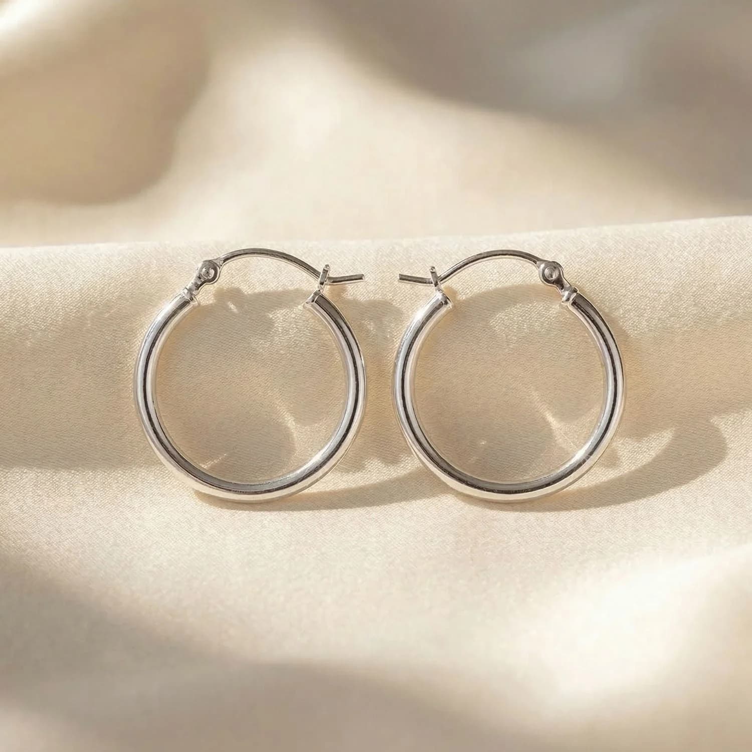 Sterling Silver 20mm Sleeper Creole-Hinged Hoop Earrings