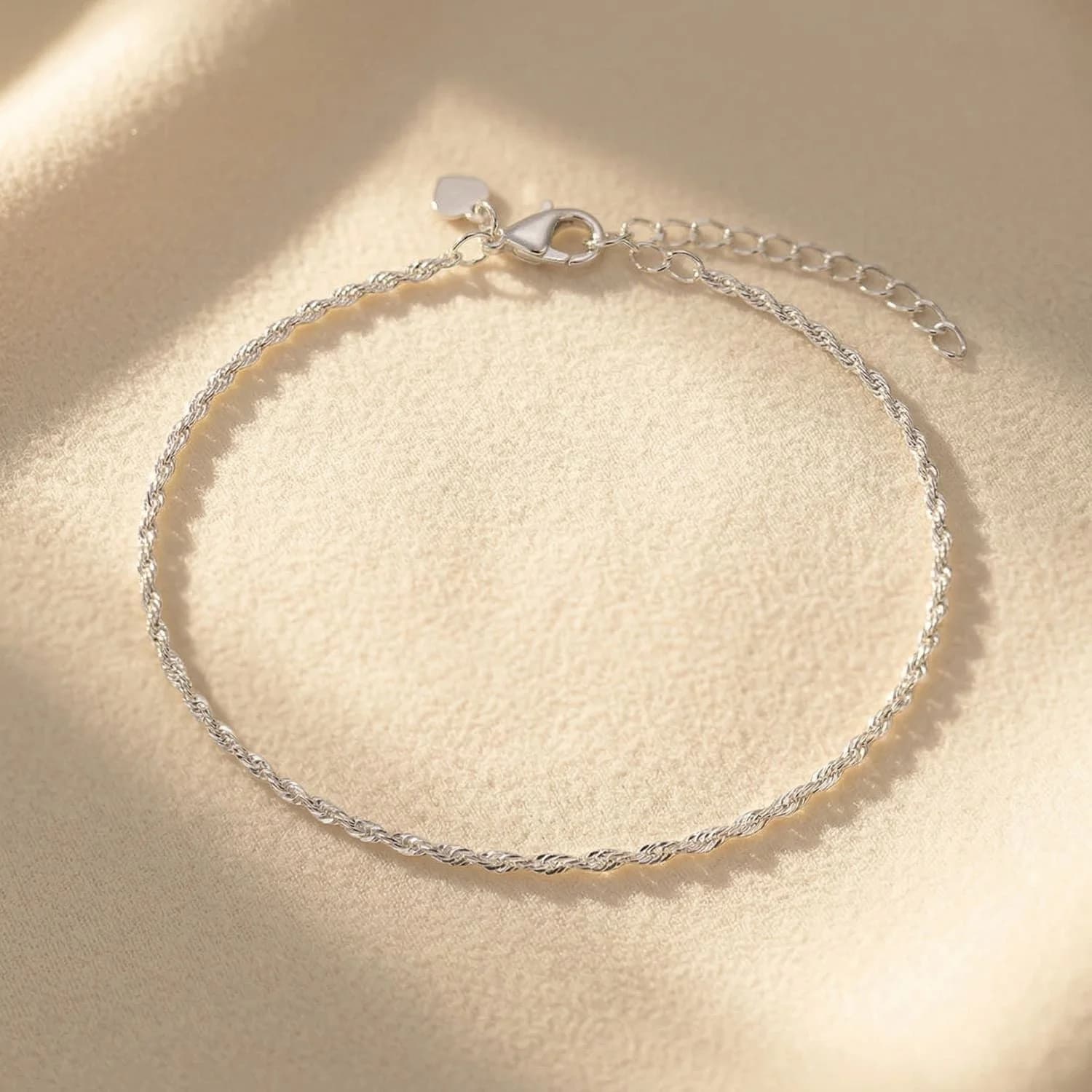 Sterling Silver Everyday Rope Chain Stacking Bracelet