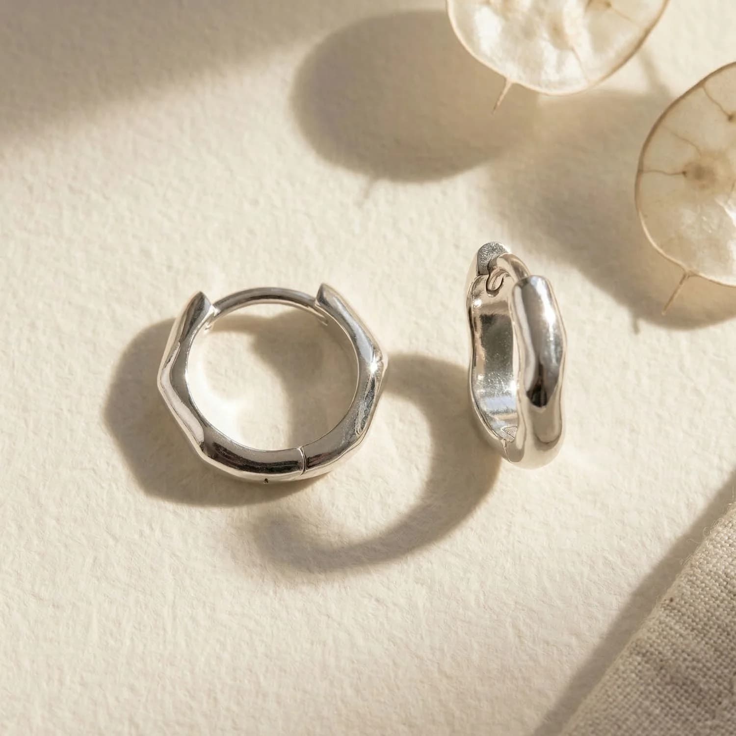 Sterling Silver Minimalist Misshapen Hoops