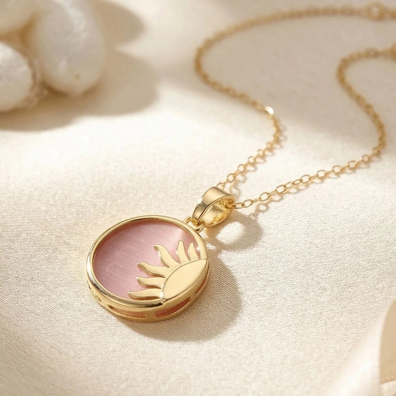 Sun Pendant Celestial Coin Dainty Gold Plated Necklace