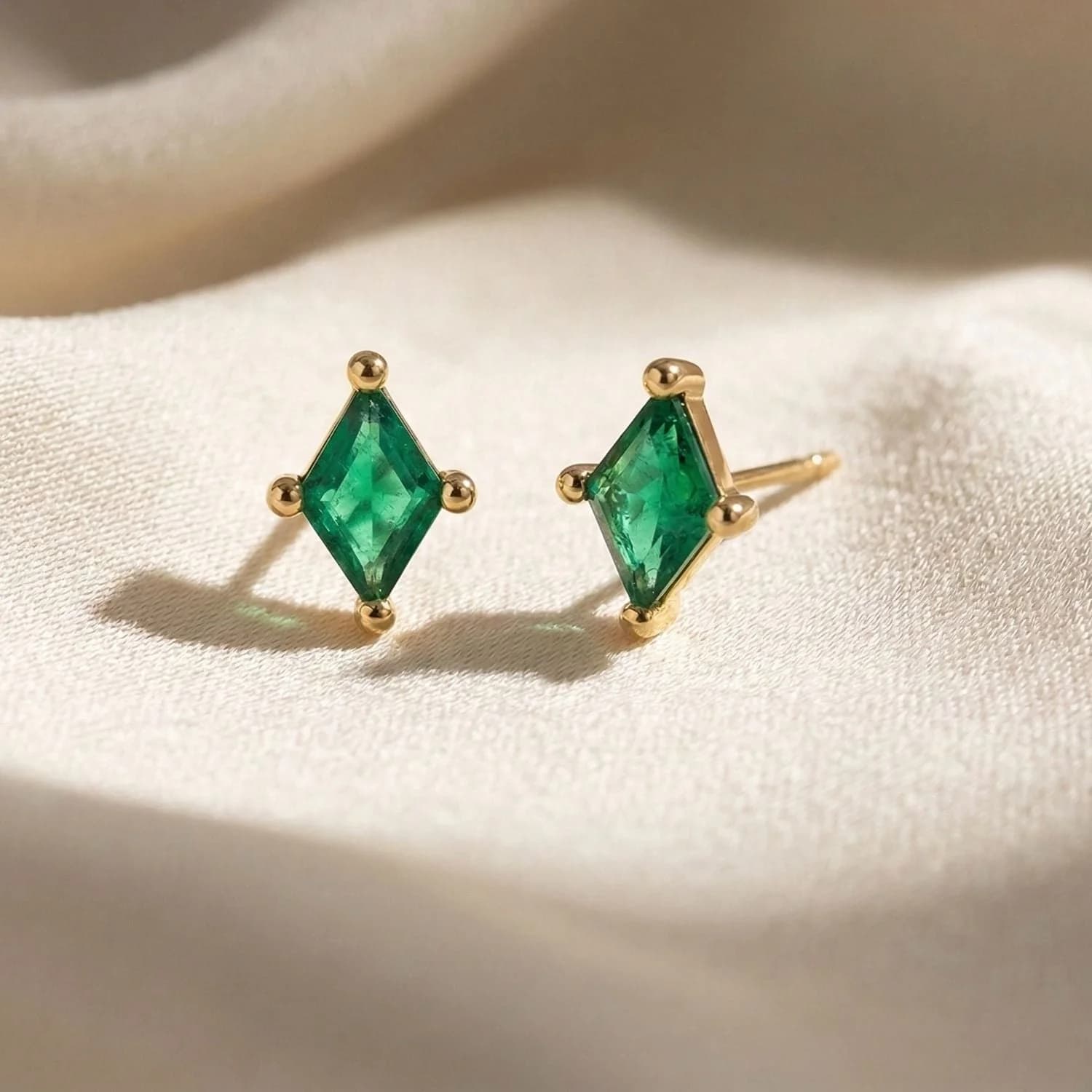 Tiny Emerald Stud May Birthstone Earrings