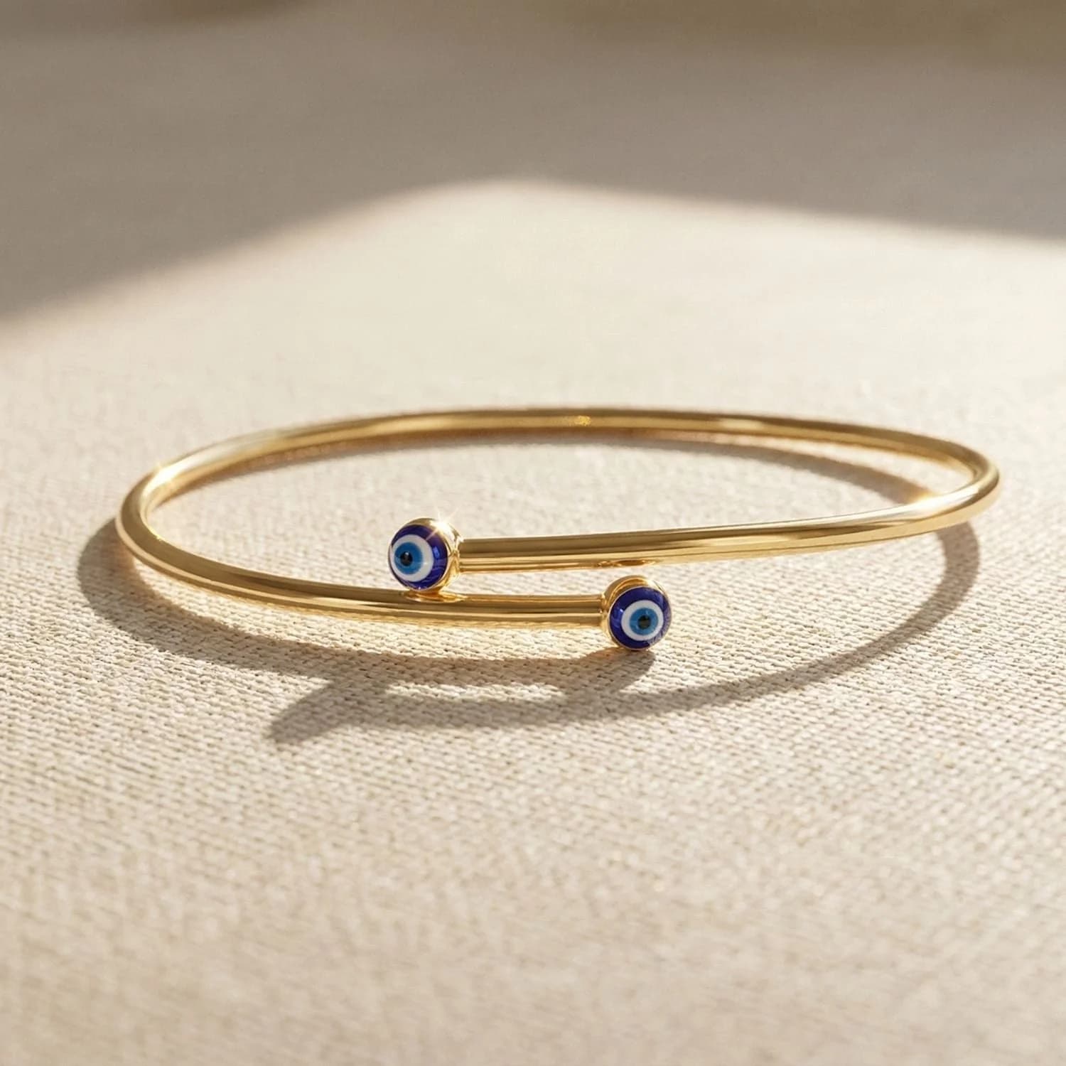 Turkish Blue Evil Eye Minimalist Gold Plated Bangle