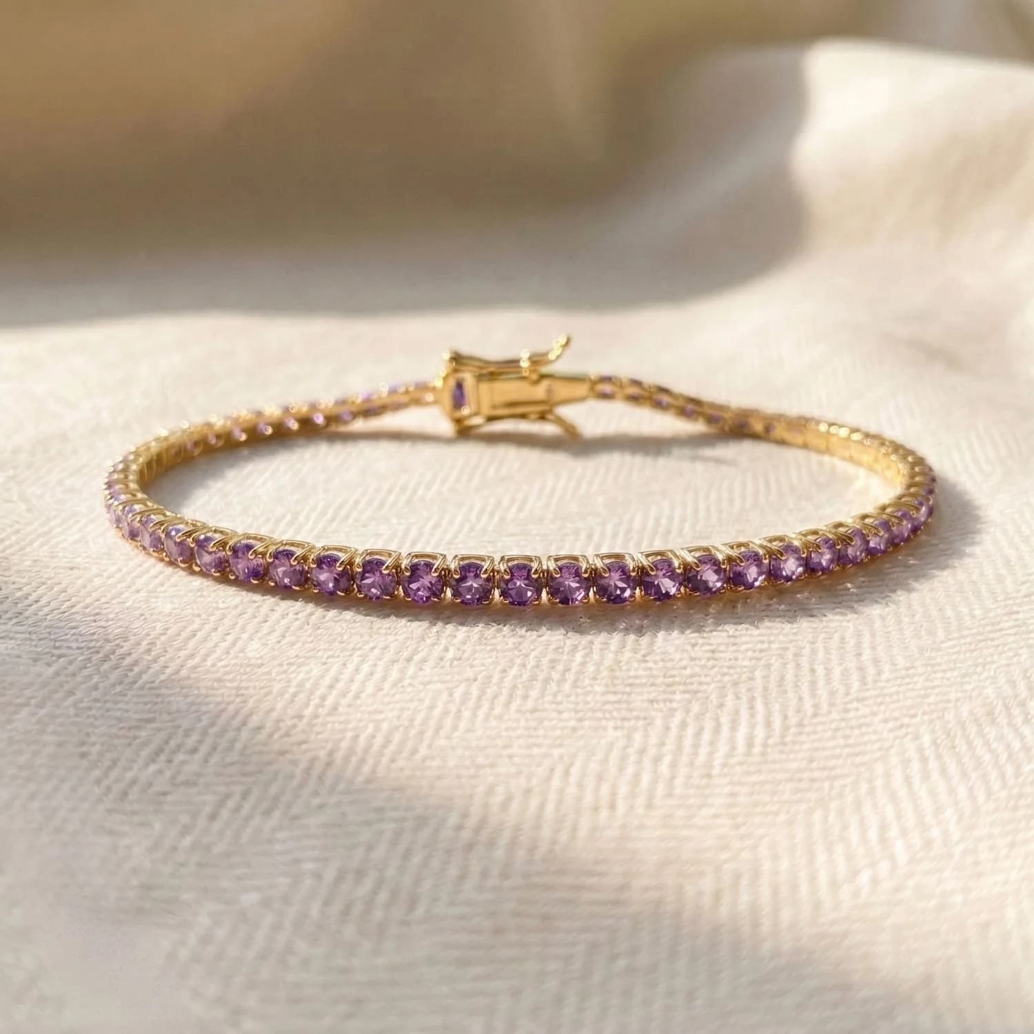 18ct Gold Plated Dainty Alexandrite June Birthstone Tennis Bracelet