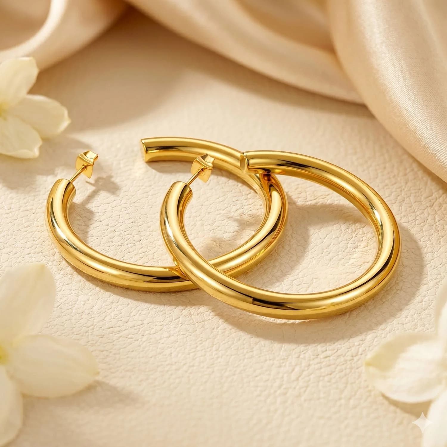 18ct Gold Plated Simply Chunky Hoop Stud Earrings
