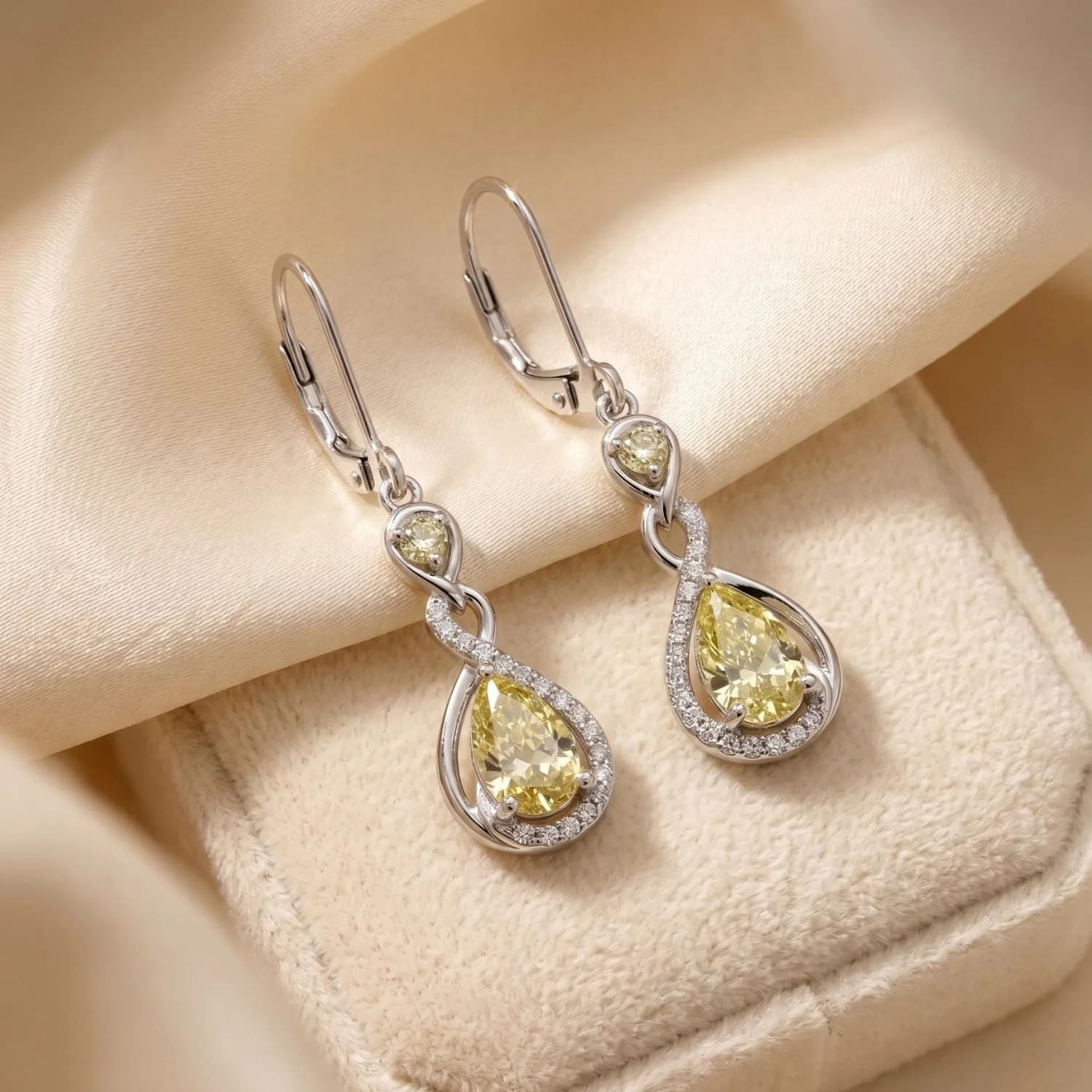 Sterling Silver Peridot August Birthstone Teardrop Dangle Earrings