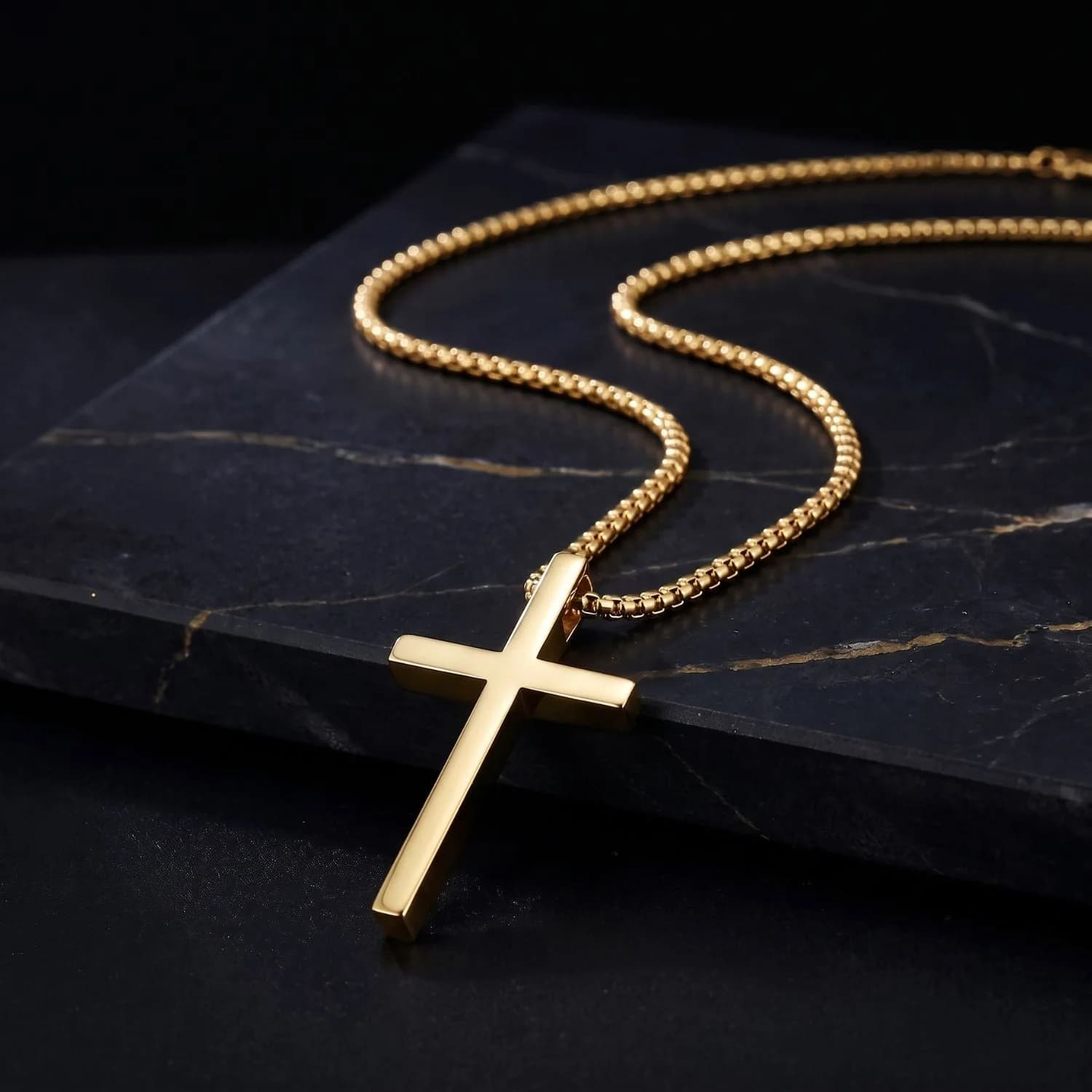18ct Gold Plated Crucifix Cross Pendant Necklace for Men