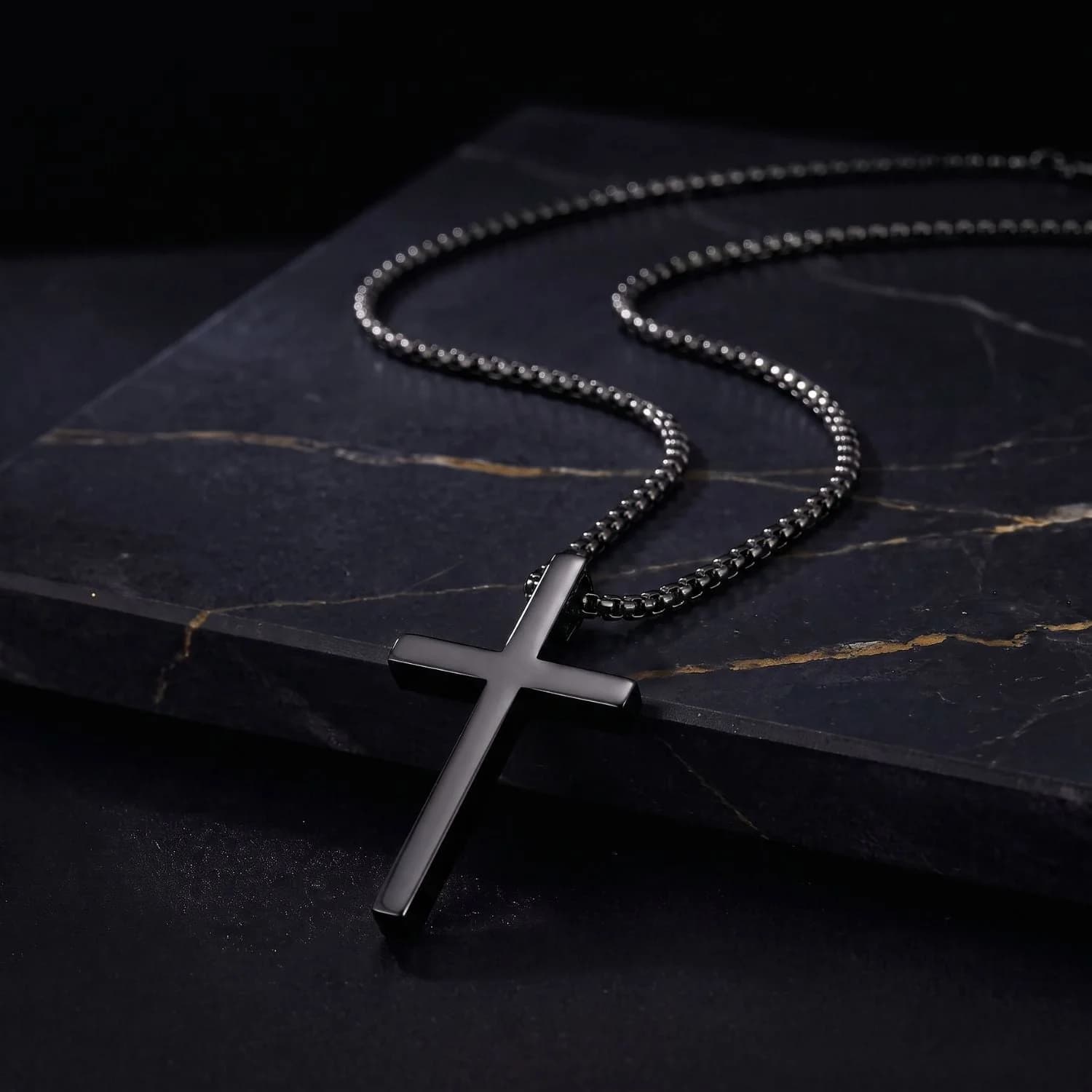 Black Crucifix Cross Pendant Chain for Men