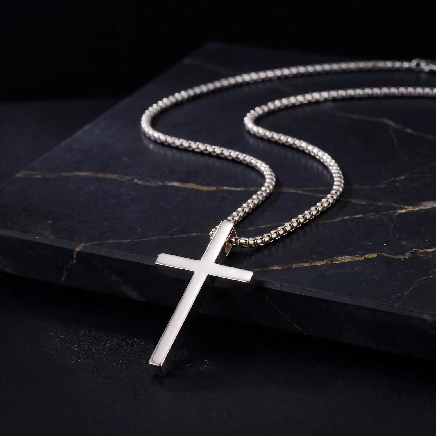Silver Crucifix Cross Pendant Chain for Men