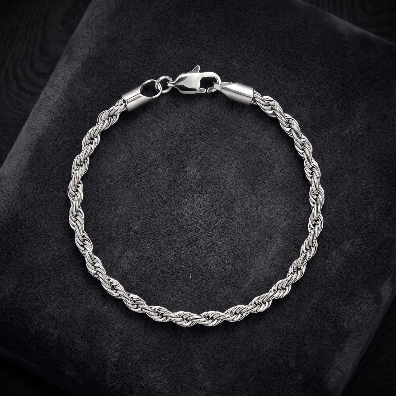 Silver Rope Chain Bracelet for Men