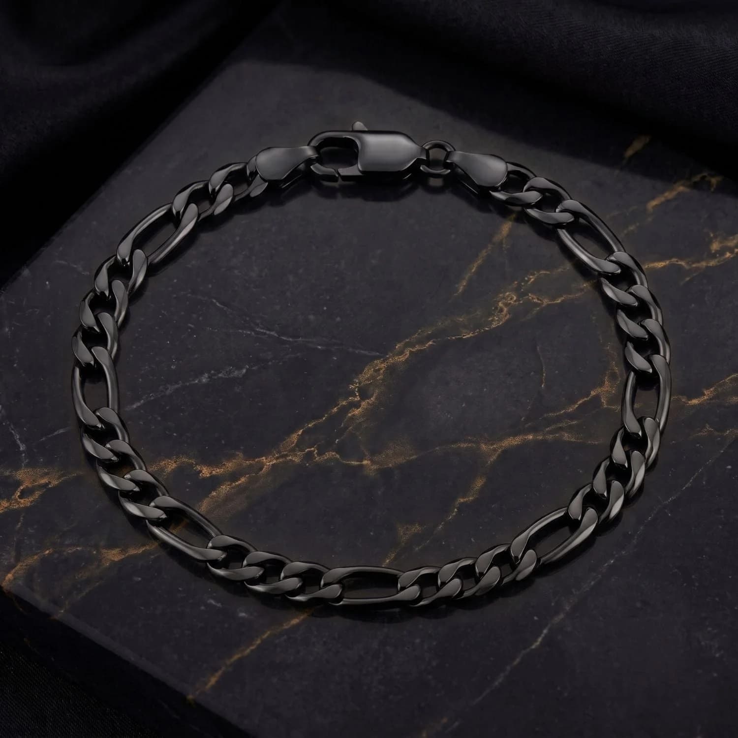 Black Figaro Chain Bracelet For Men