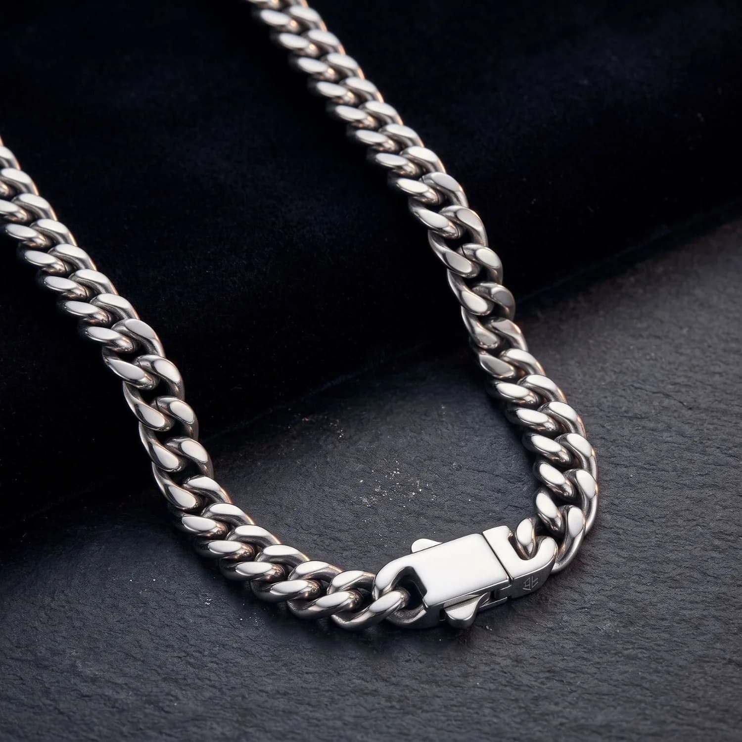 Silver Cuban Curb Chain Necklace For Men
