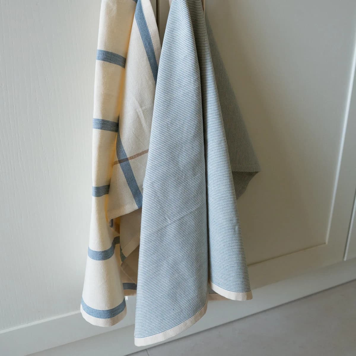 Set of 2 Organic Cotton Ocean Blue Striped Tea Towel