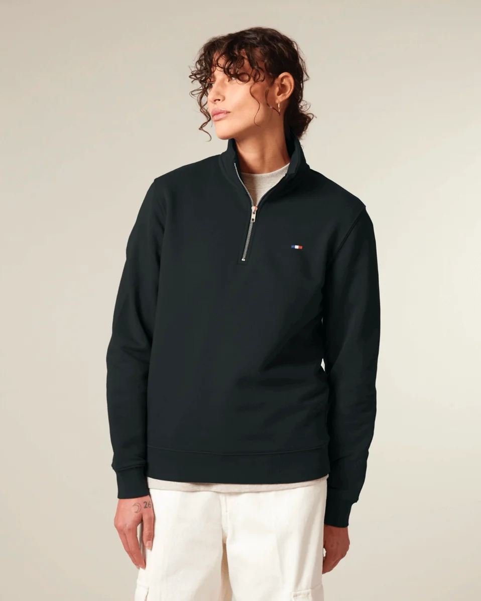 Tiny Flag Quarter Zip | Relaxed Fit | 15% Recycled Plastic / 85% Organic Cotton.