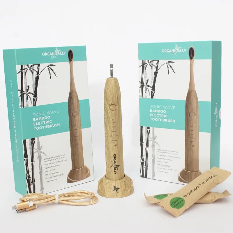 Sonic Wave Electric Bamboo Toothbrush x2