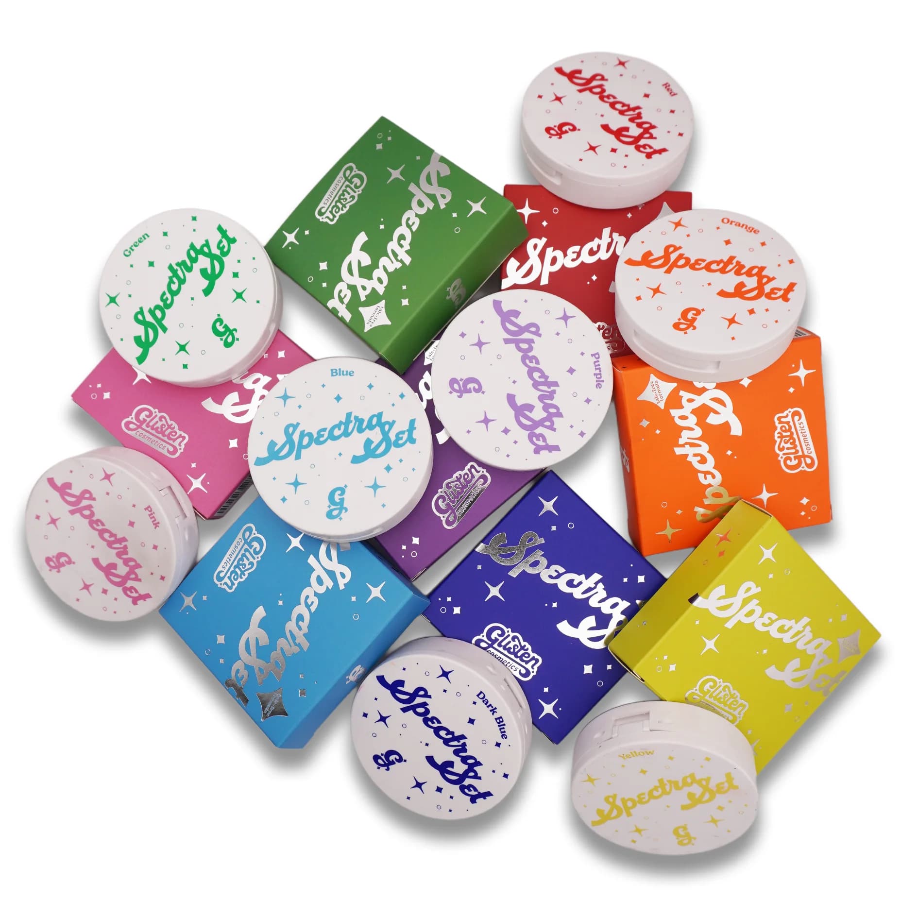 Spectra Set Rainbow Bundle - Colourful Pressed Powder - Glisten Cosmetics