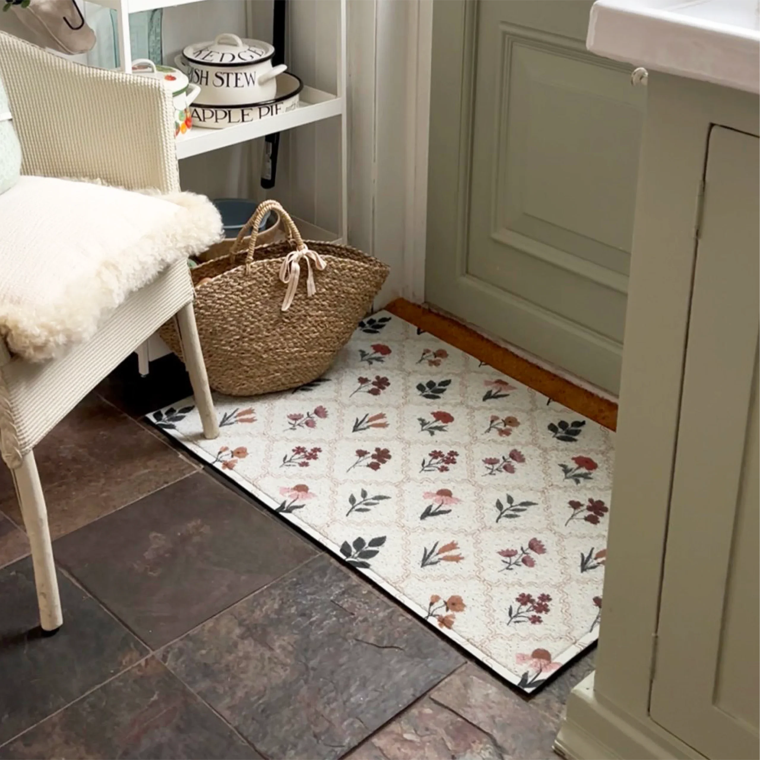 Vintage Floral Stamp Doormat (70 x 40cm)