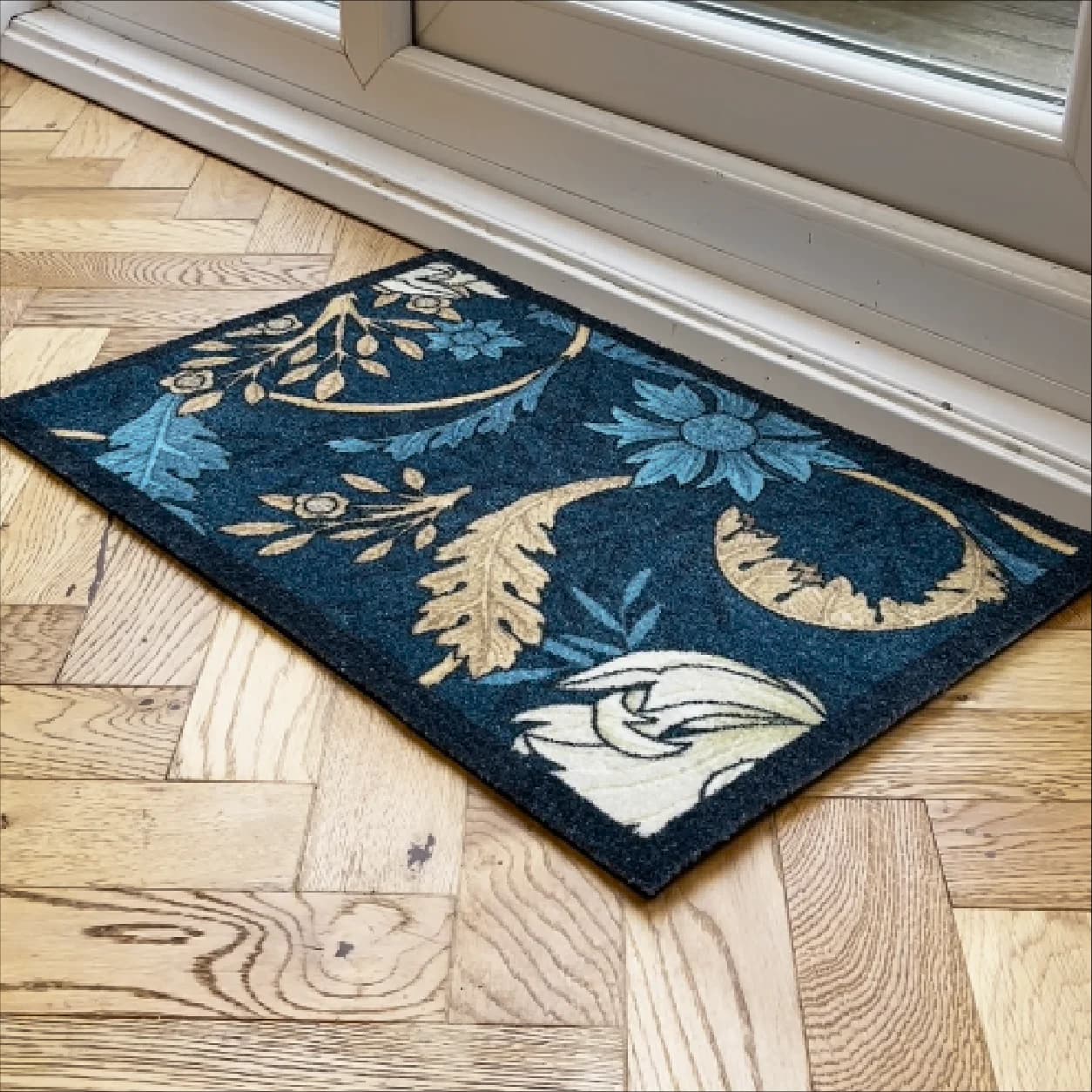 William Morris Blue Indoor Washable Doormat