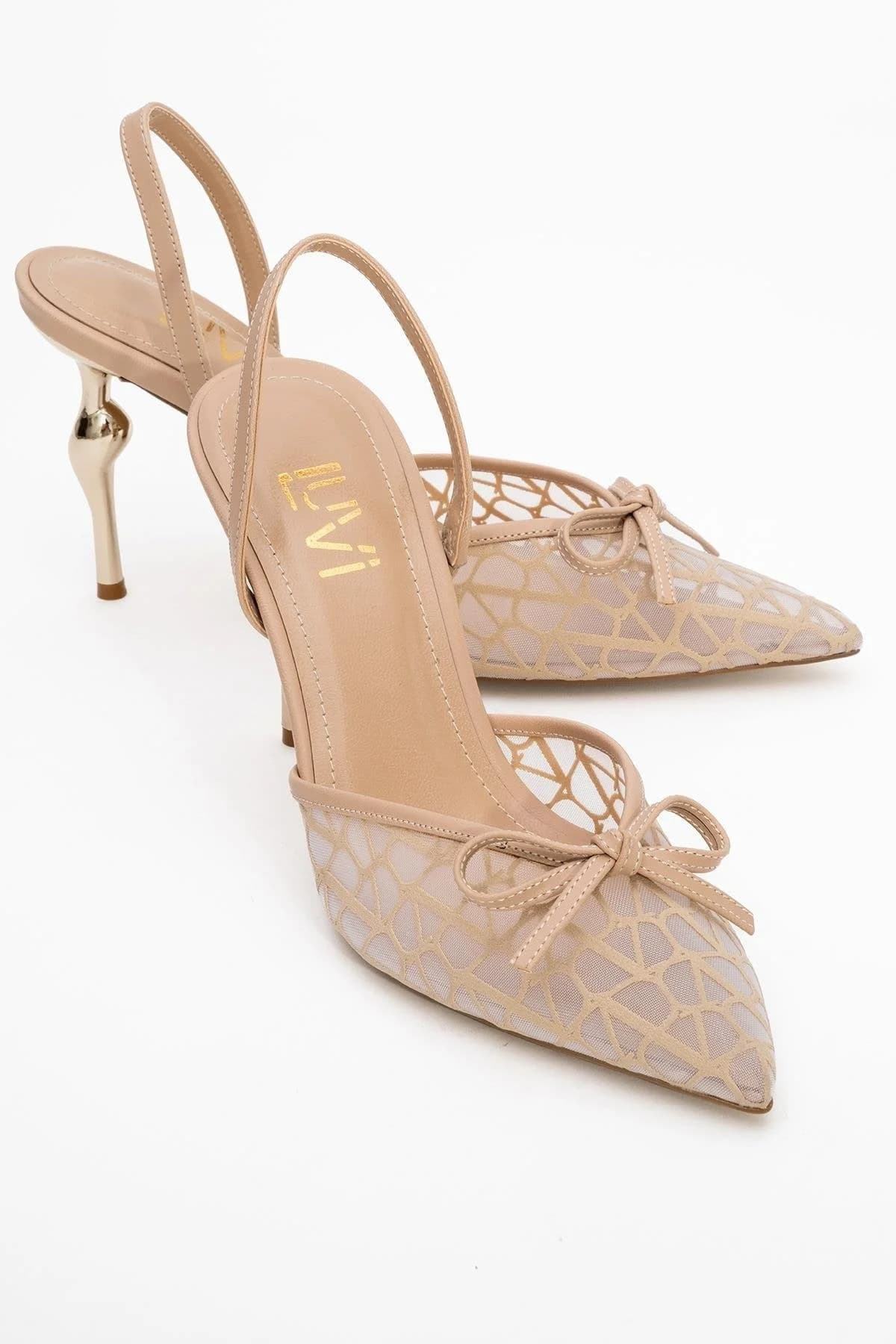 Peony - Beige Mesh Bow Pointed Toe Pump (Women)