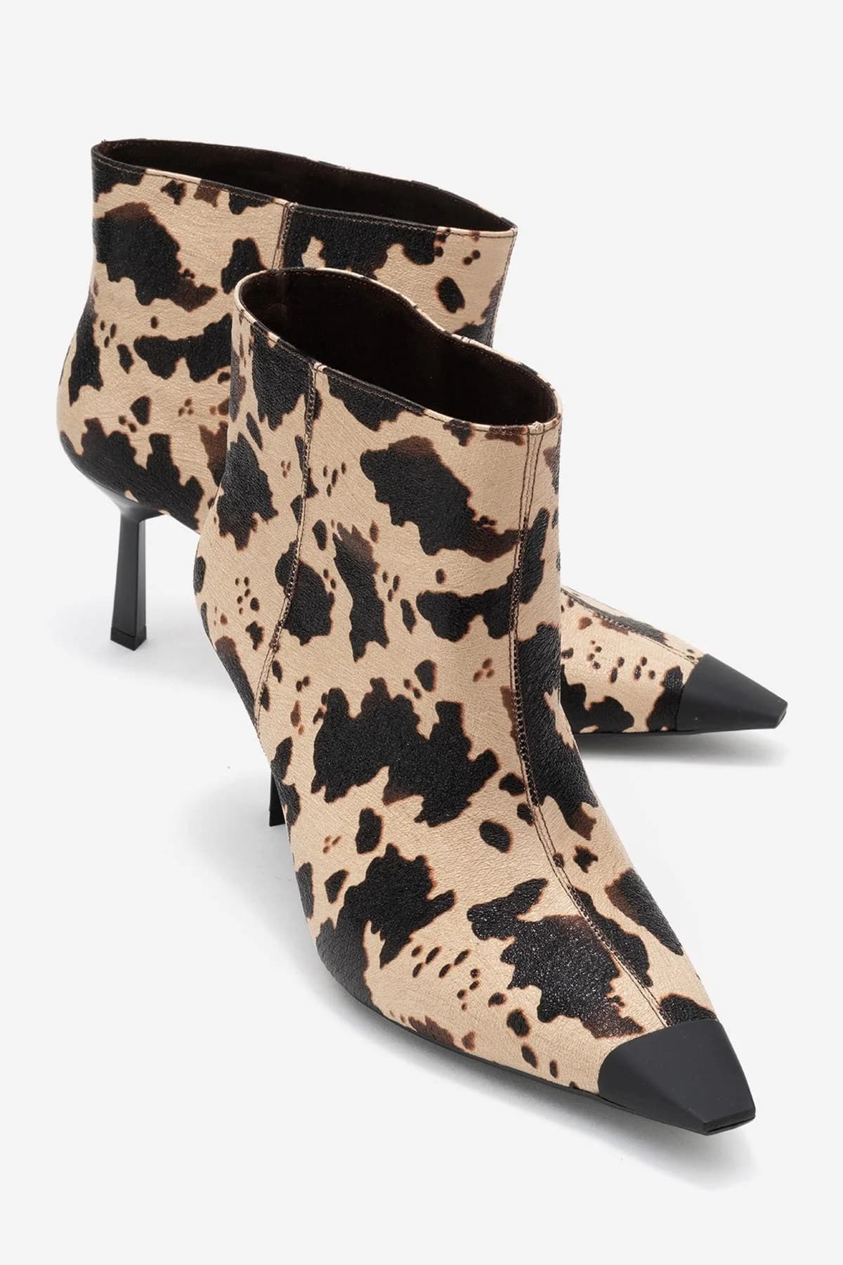 Rassel Beige Printed Pointed Toe Slim Heel Boot – image 1