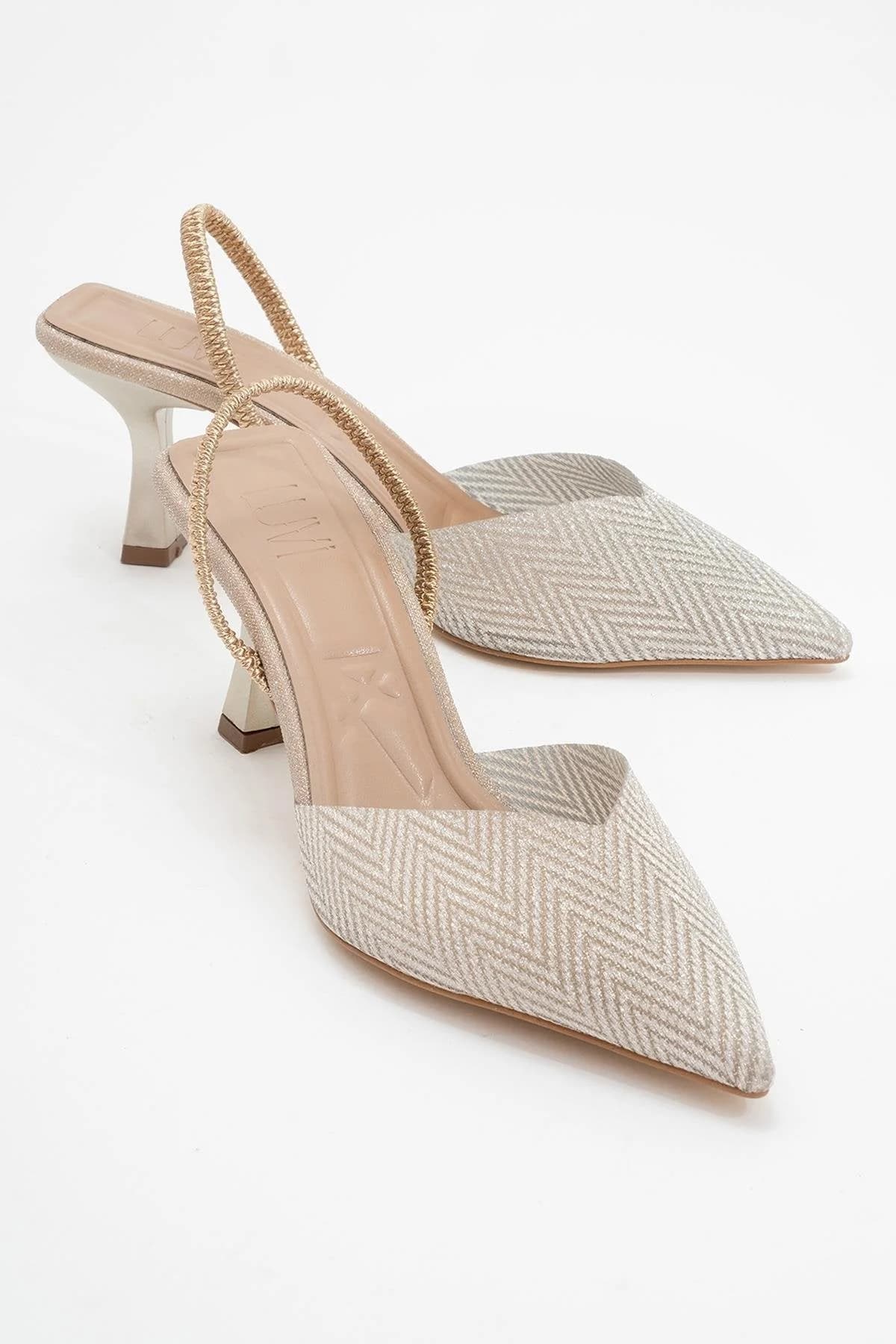 Gold Glitter Pointed Toe Dress Pump – image 1