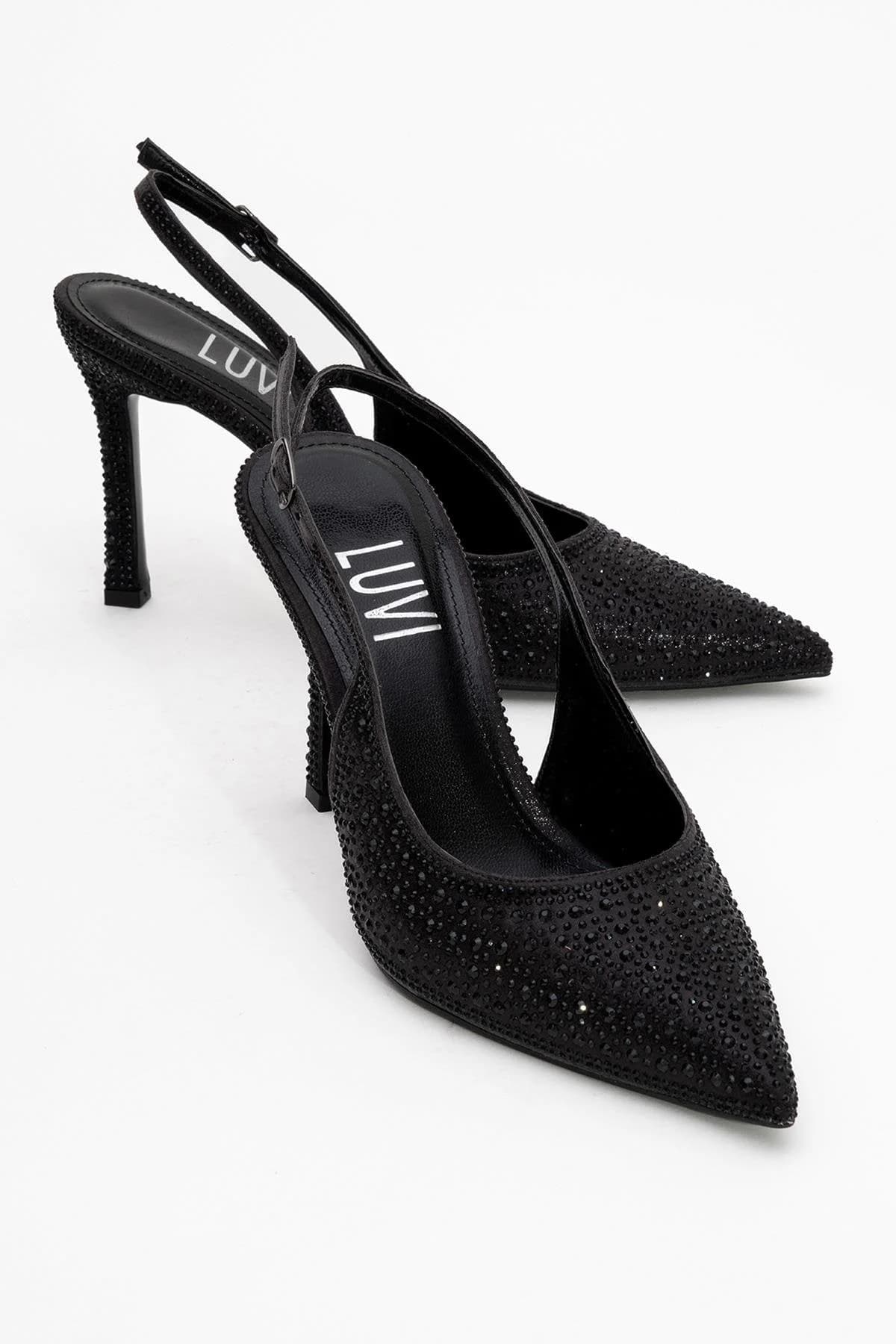 Roya Black Jewelled Pointed Toe Stiletto – image 1